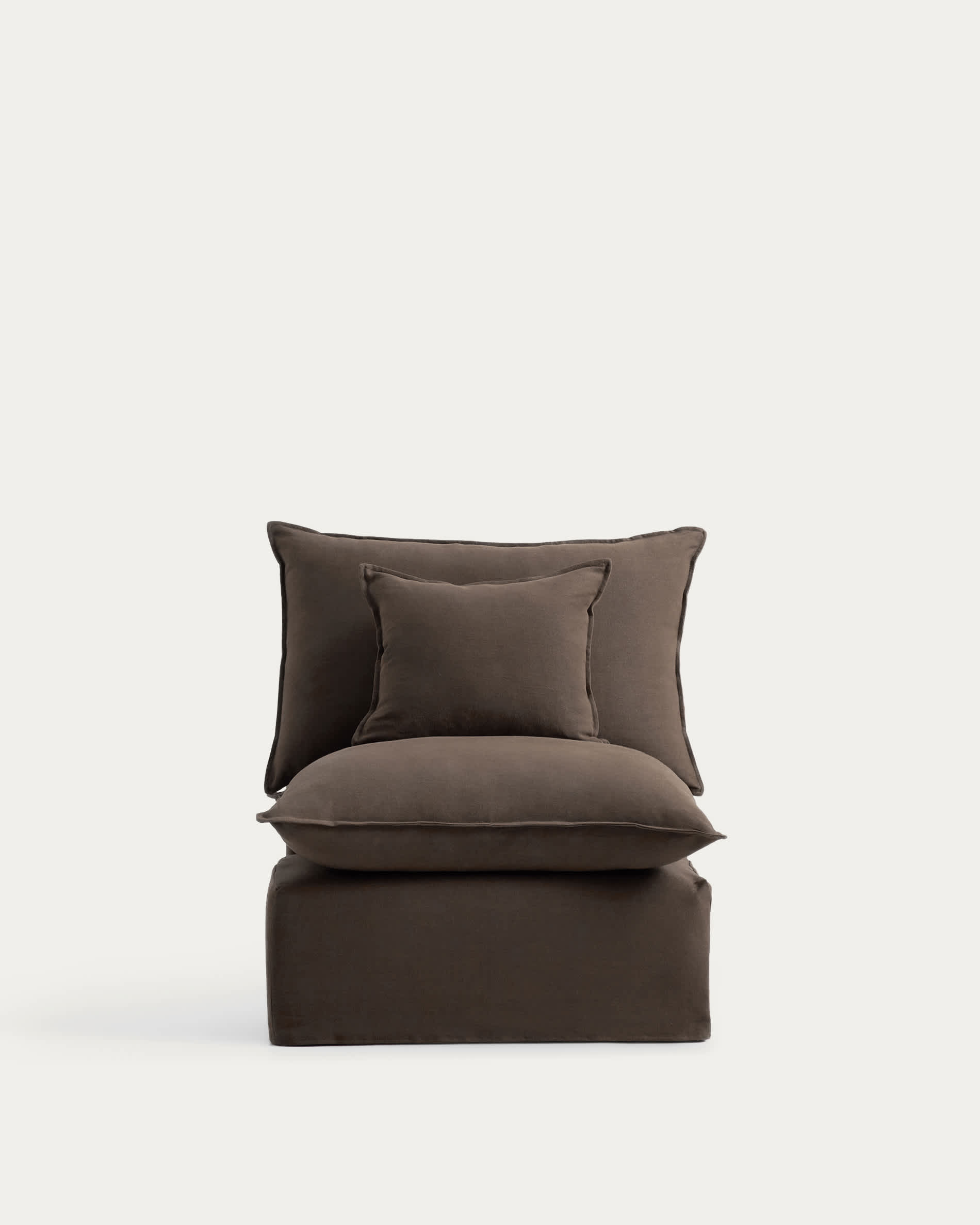 Anarela 100% taupe linen armchair with removable cover 90cm FSC Mix Credit