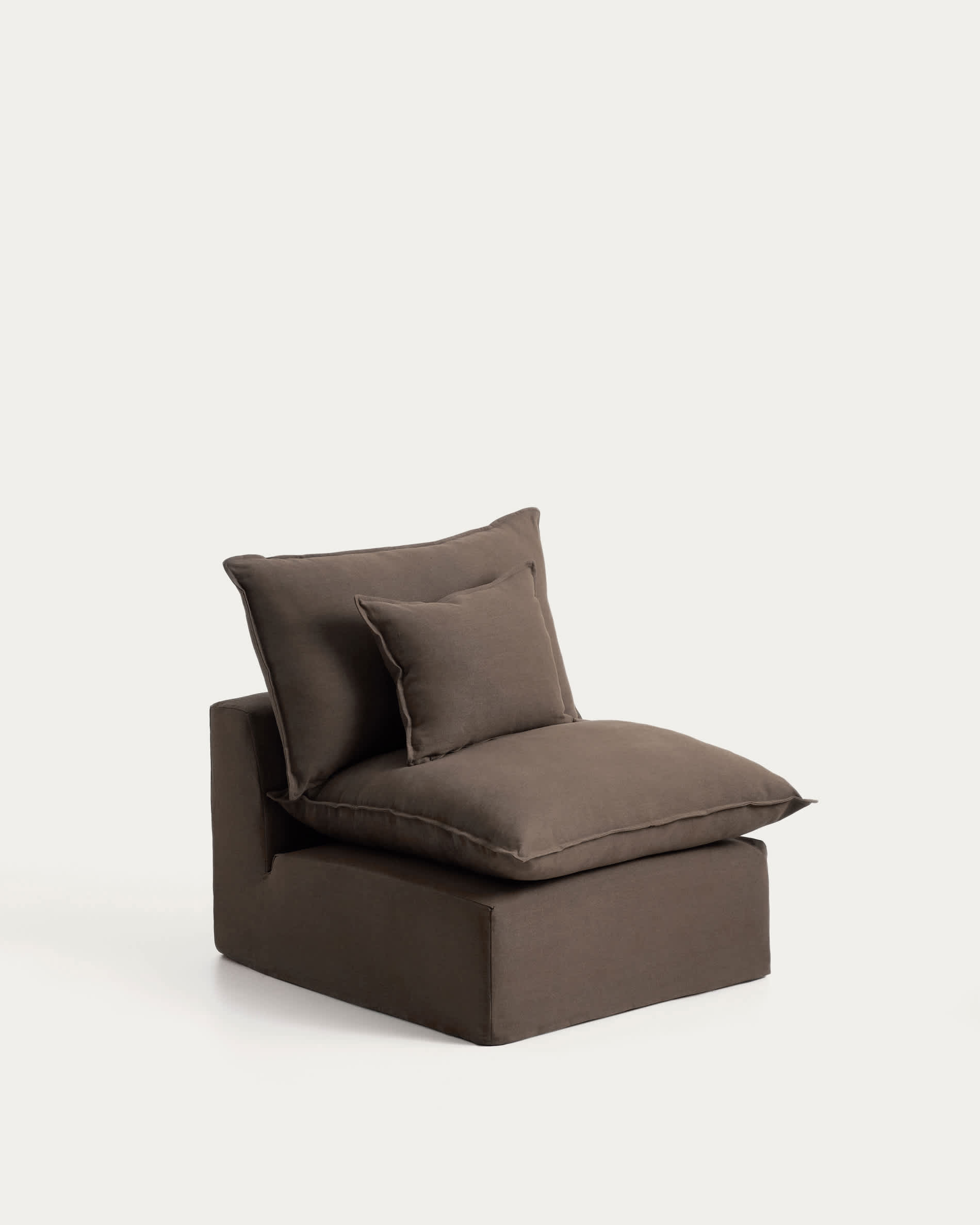 Anarela 100% taupe linen armchair with removable cover 90cm FSC Mix Credit
