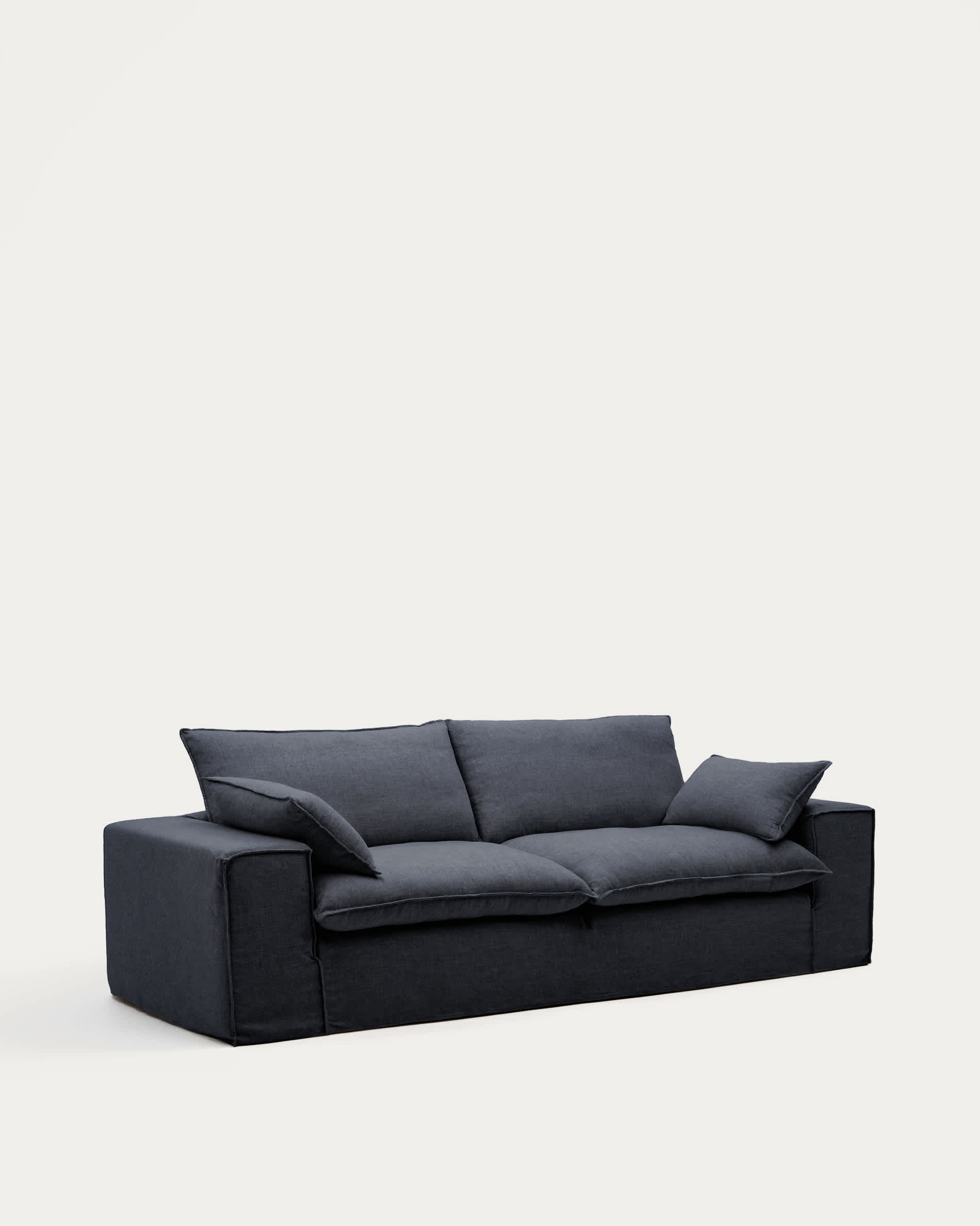 Anarela dark grey linen and viscose 3-seater sofa with removable cover 280 cm FSC Mix Credit
