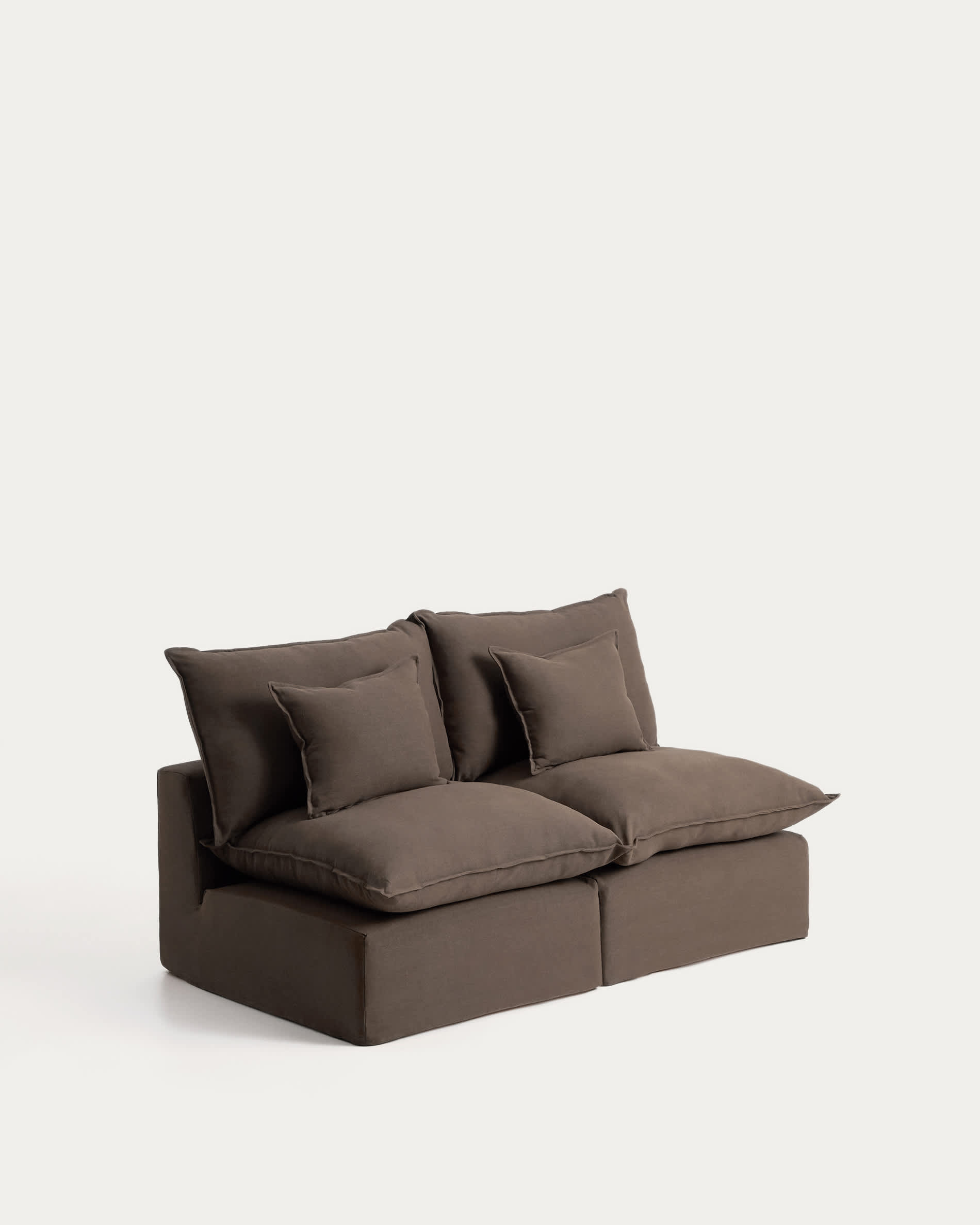Anarela 100% taupe linen 2-seater modular sofa with removable cover 180cm FSC Mix Credit