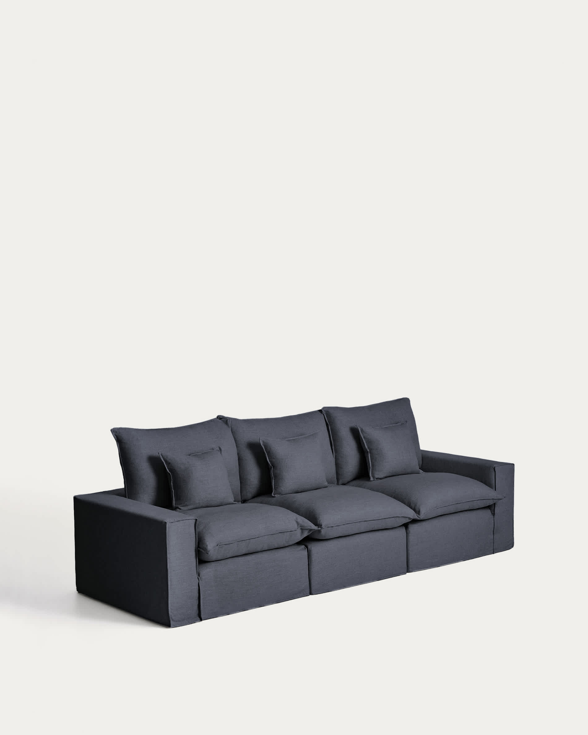 Anarela dark grey linen and viscose 3-seater modular sofa with removable cover 310cm FSC Mix Credit