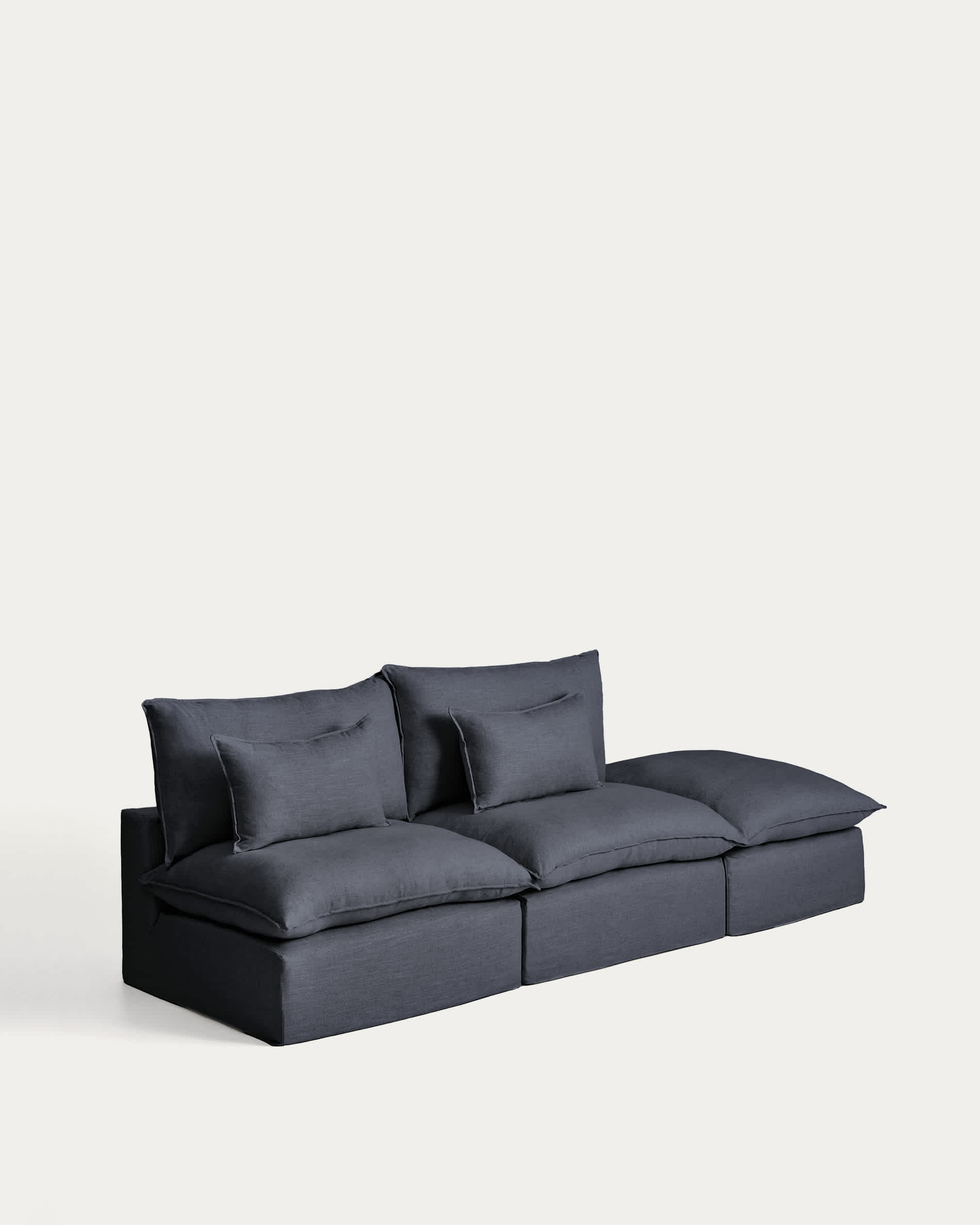 Anarela dark grey linen and viscose 3-seater modular sofa with end module and removable cover 310cm FSC Mix Credit