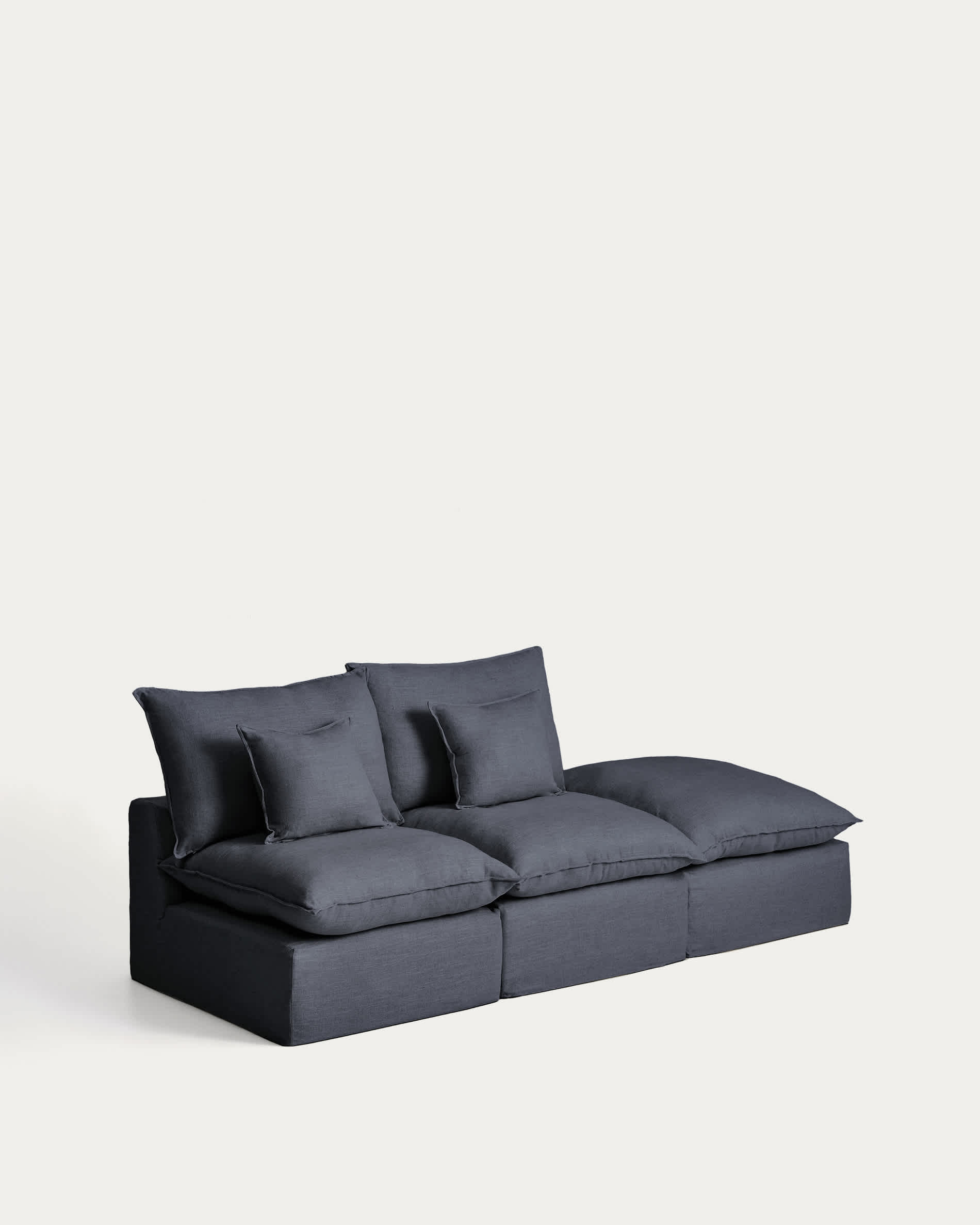 Anarela dark grey linen and viscose 2-seater modular sofa with end module and removable cover 270cm FSC Mix Credit