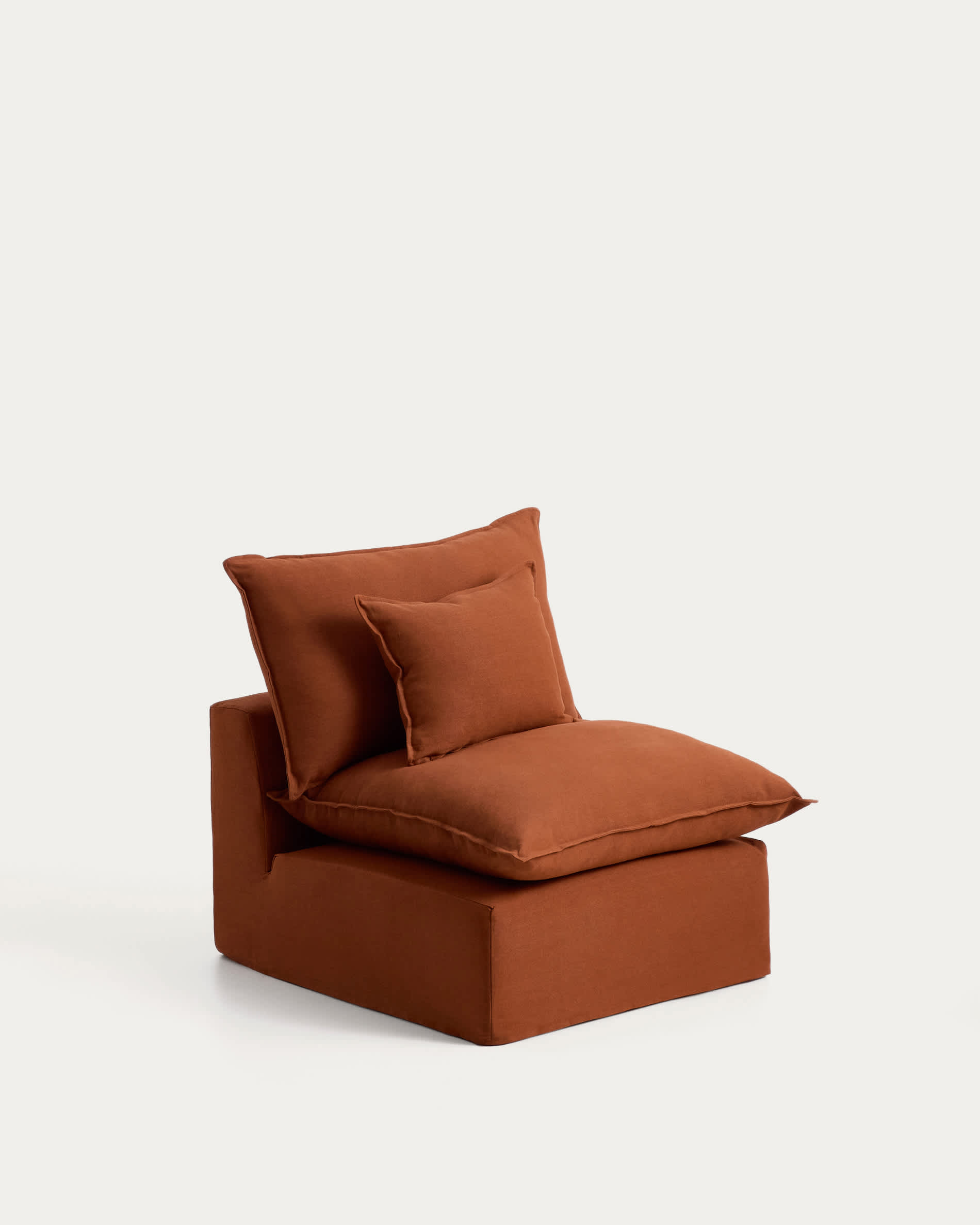 Anarela 100% terracotta linen armchair with removable cover 90cm FSC Mix Credit