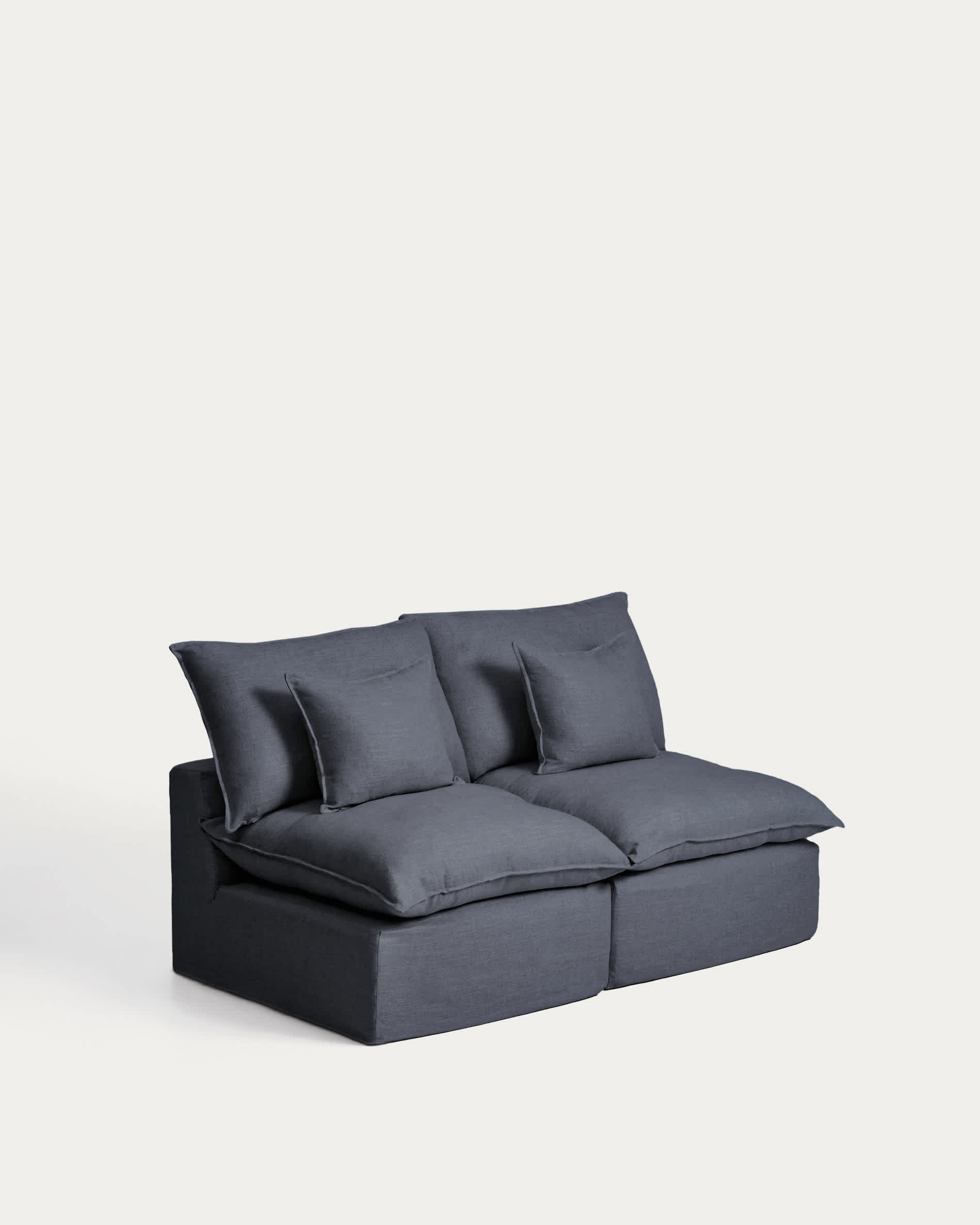 Anarela dark grey linen and viscose 2-seater modular sofa with removable cover 180cm FSC Mix Credit