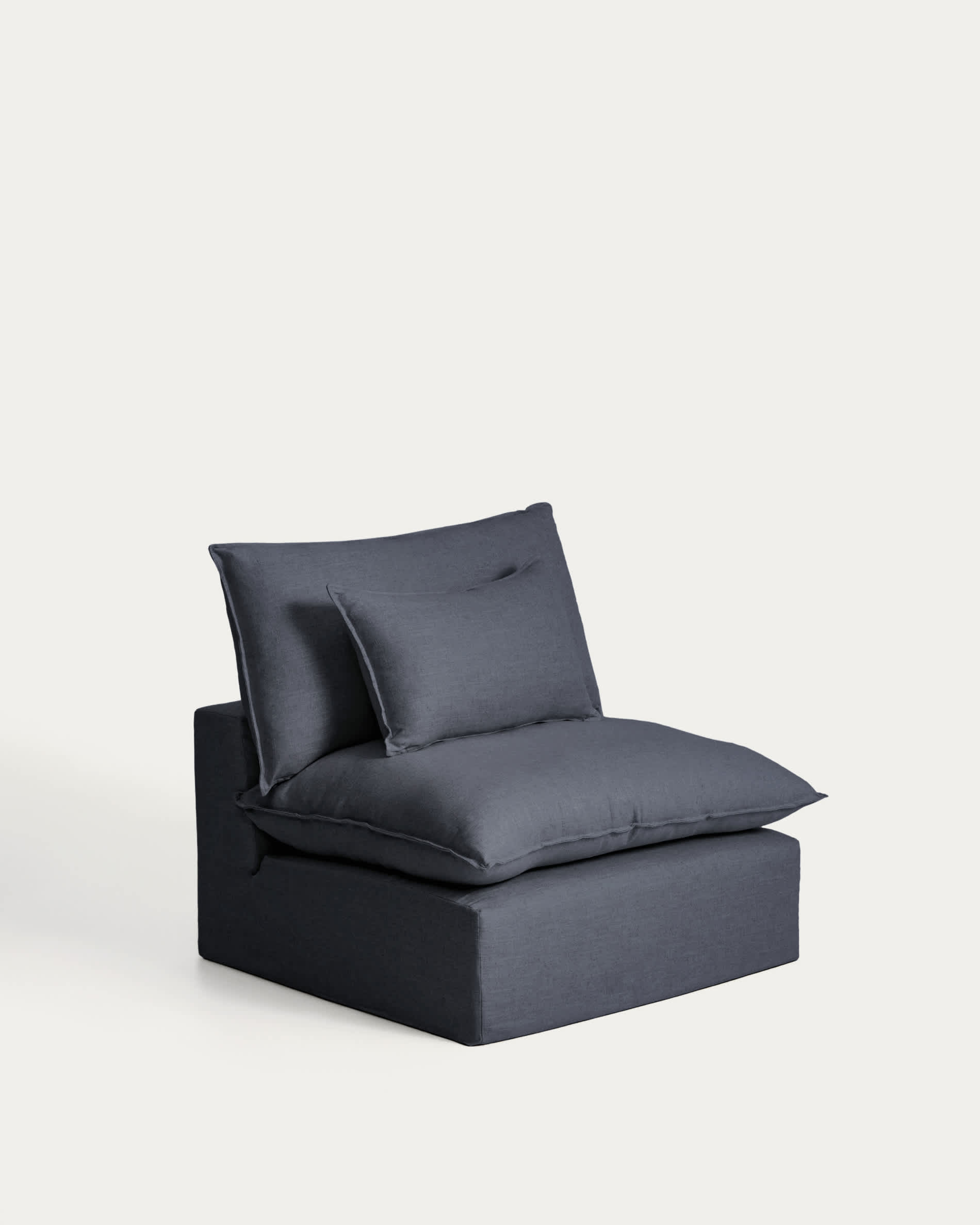 Anarela dark grey linen and viscose armchair with removable cover 110cm FSC Mix Credit