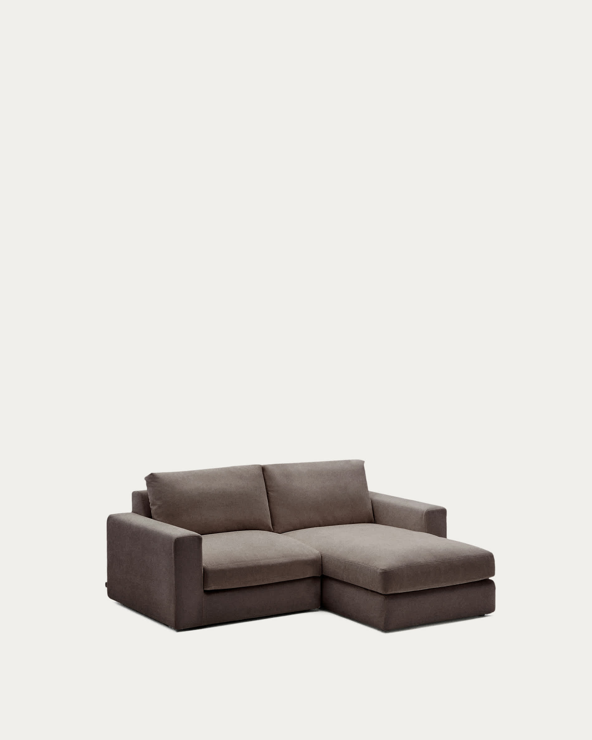 Alea dark brown chenille 3-seater modular sofa with right chaise longue and removable cover 220cm