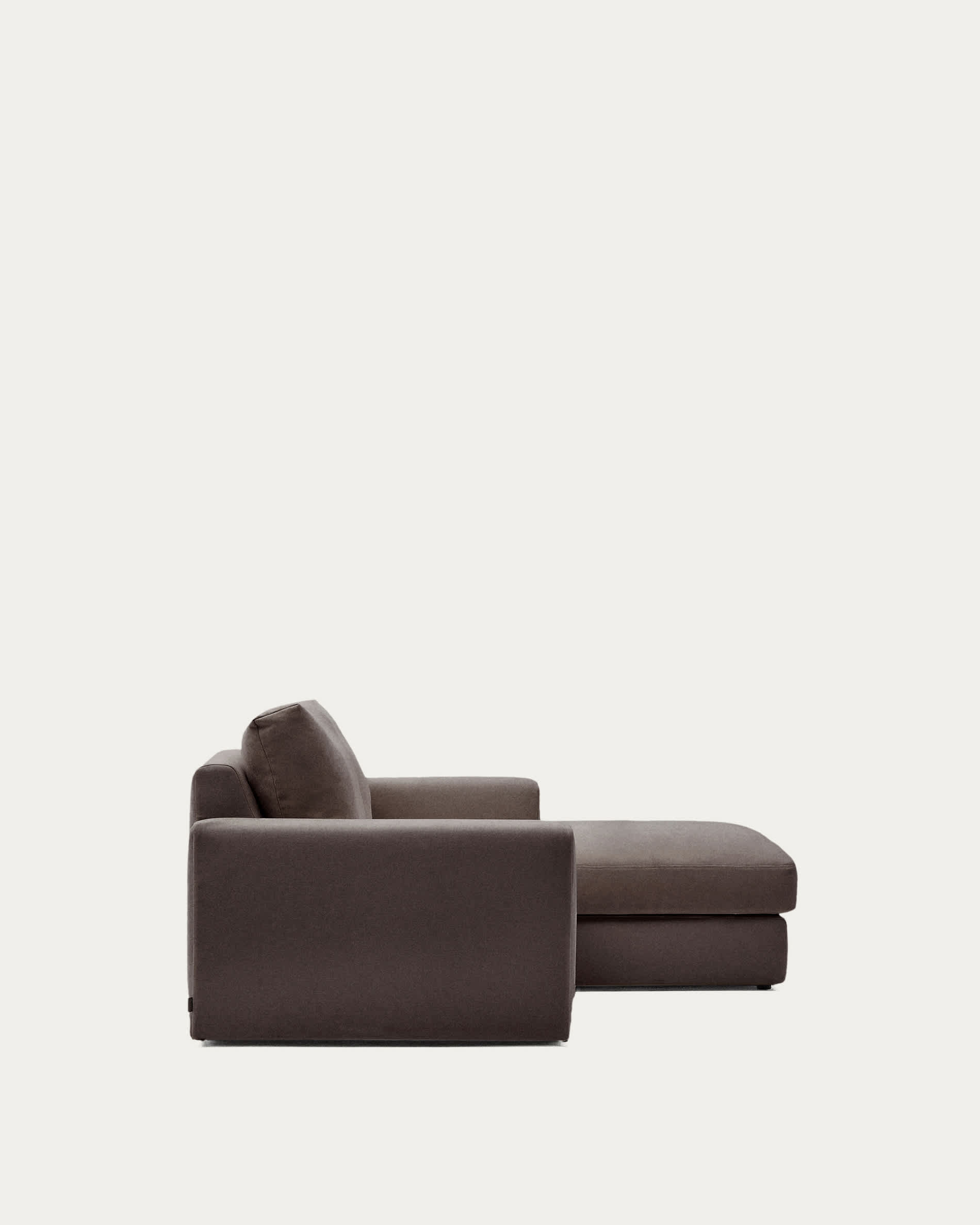 Alea dark brown chenille 3-seater modular sofa with right chaise longue and removable cover 220cm