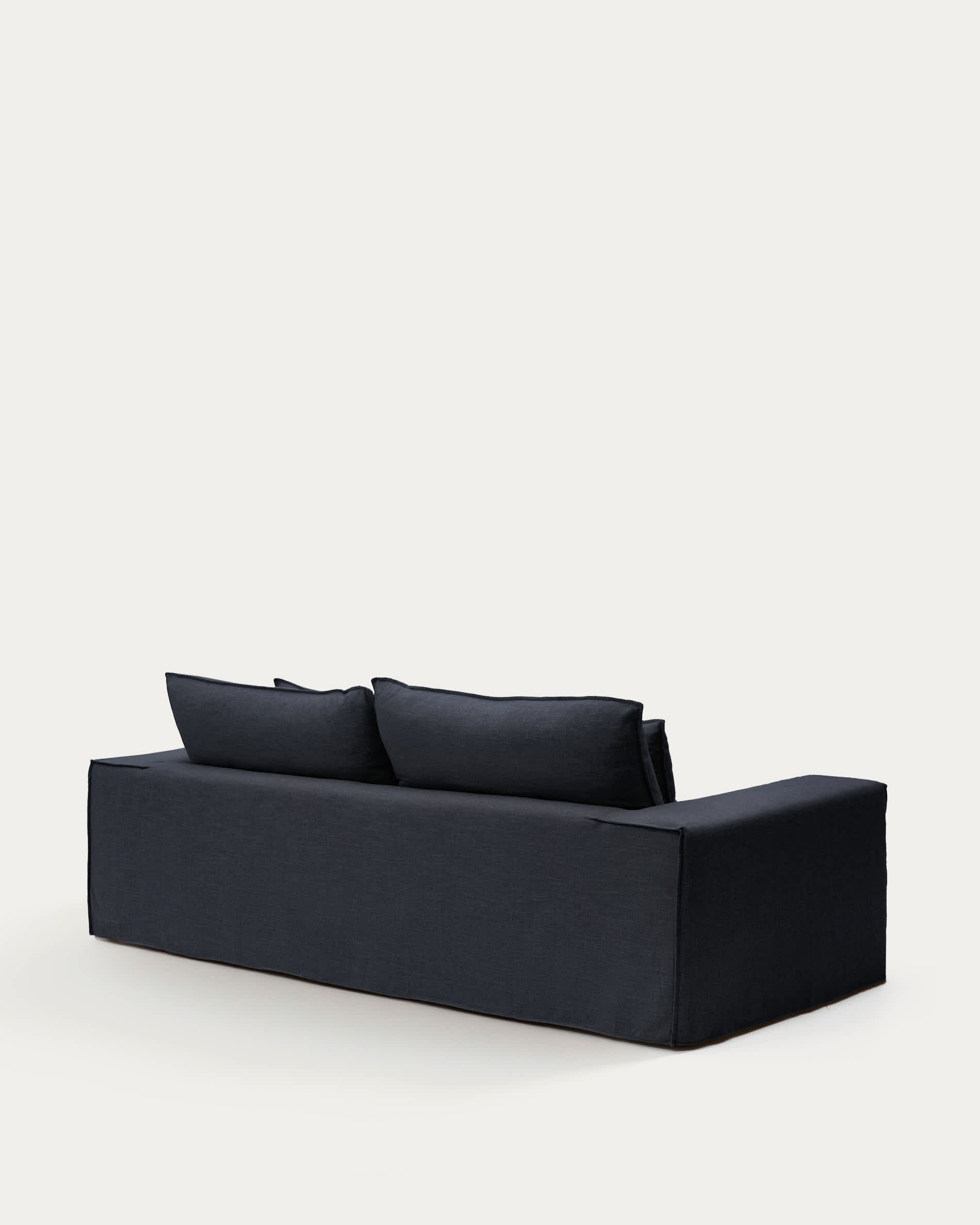 Anarela dark grey linen and viscose 3-seater sofa with removable cover 280 cm FSC Mix Credit