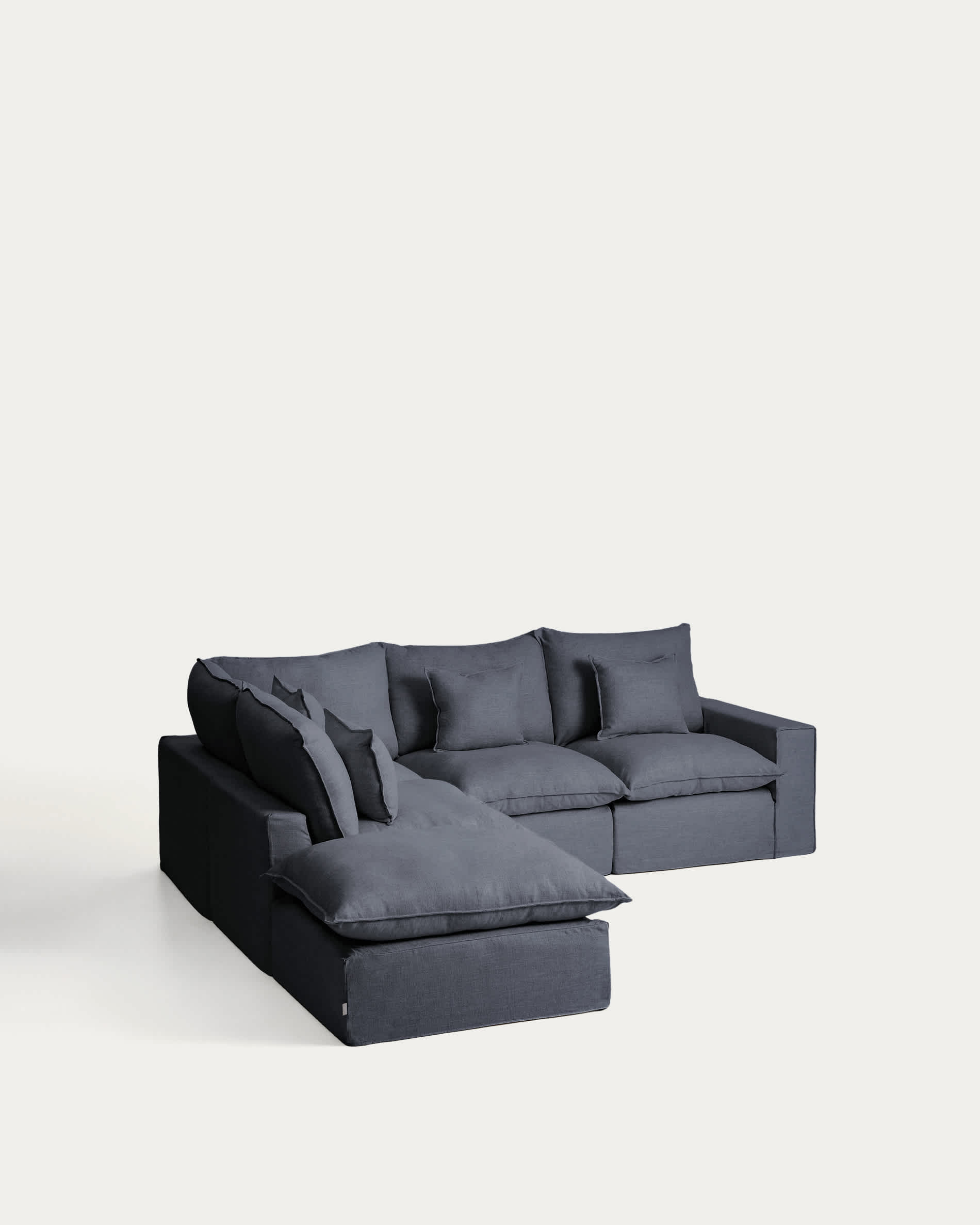 Anarela dark grey linen and viscose 4-seater modular corner sofa with removable cover 287 x 307 cm FSC Mix Credit