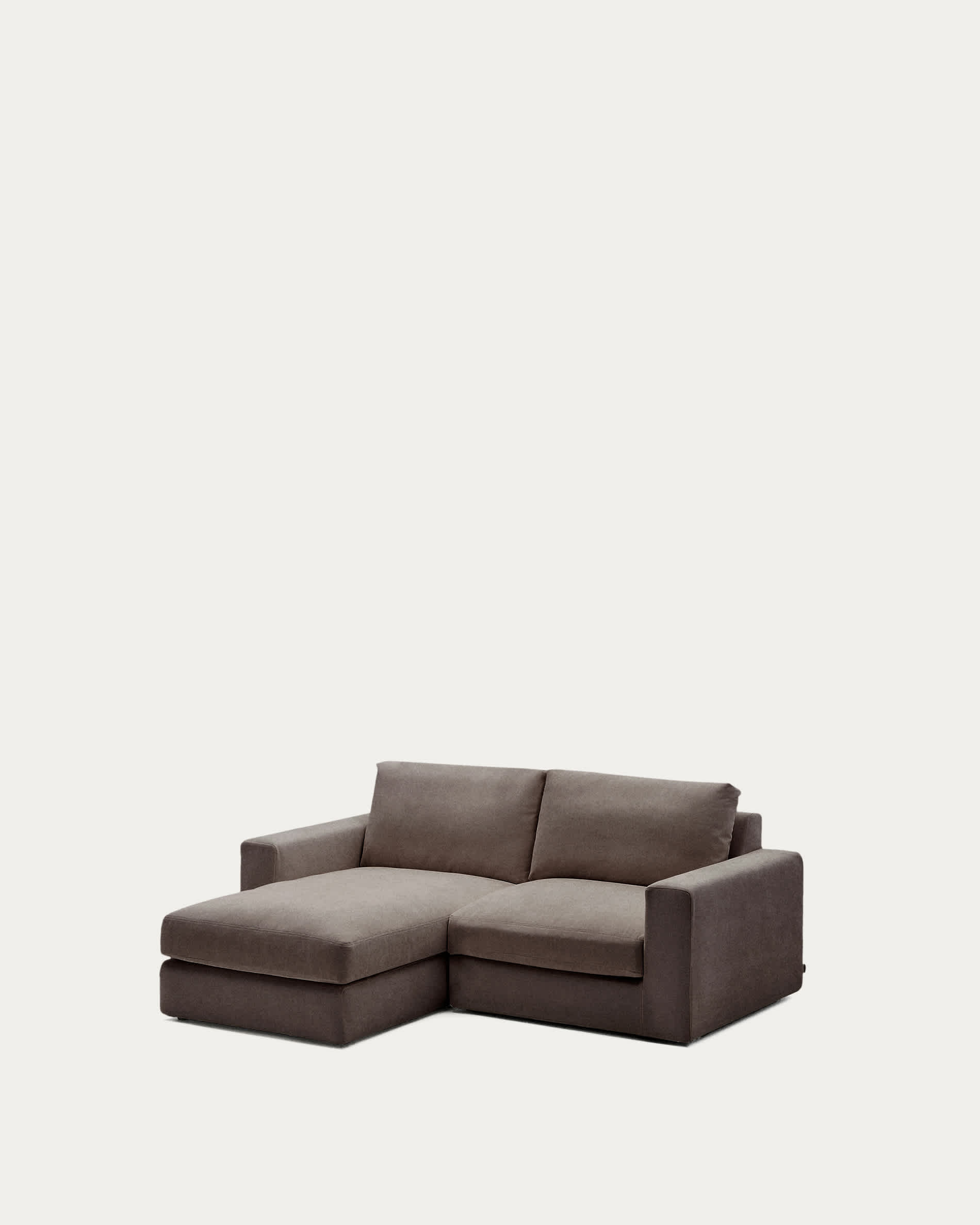 Alea dark brown chenille 3-seater modular sofa with left chaise longue and removable cover 220cm