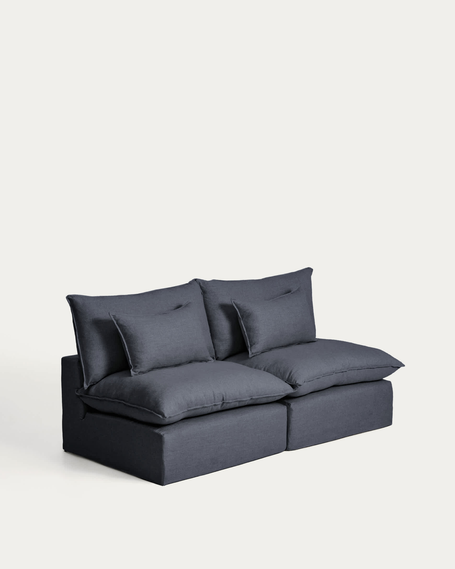Anarela dark grey linen and viscose 3-seater modular sofa with removable cover 220cm FSC Mix Credit