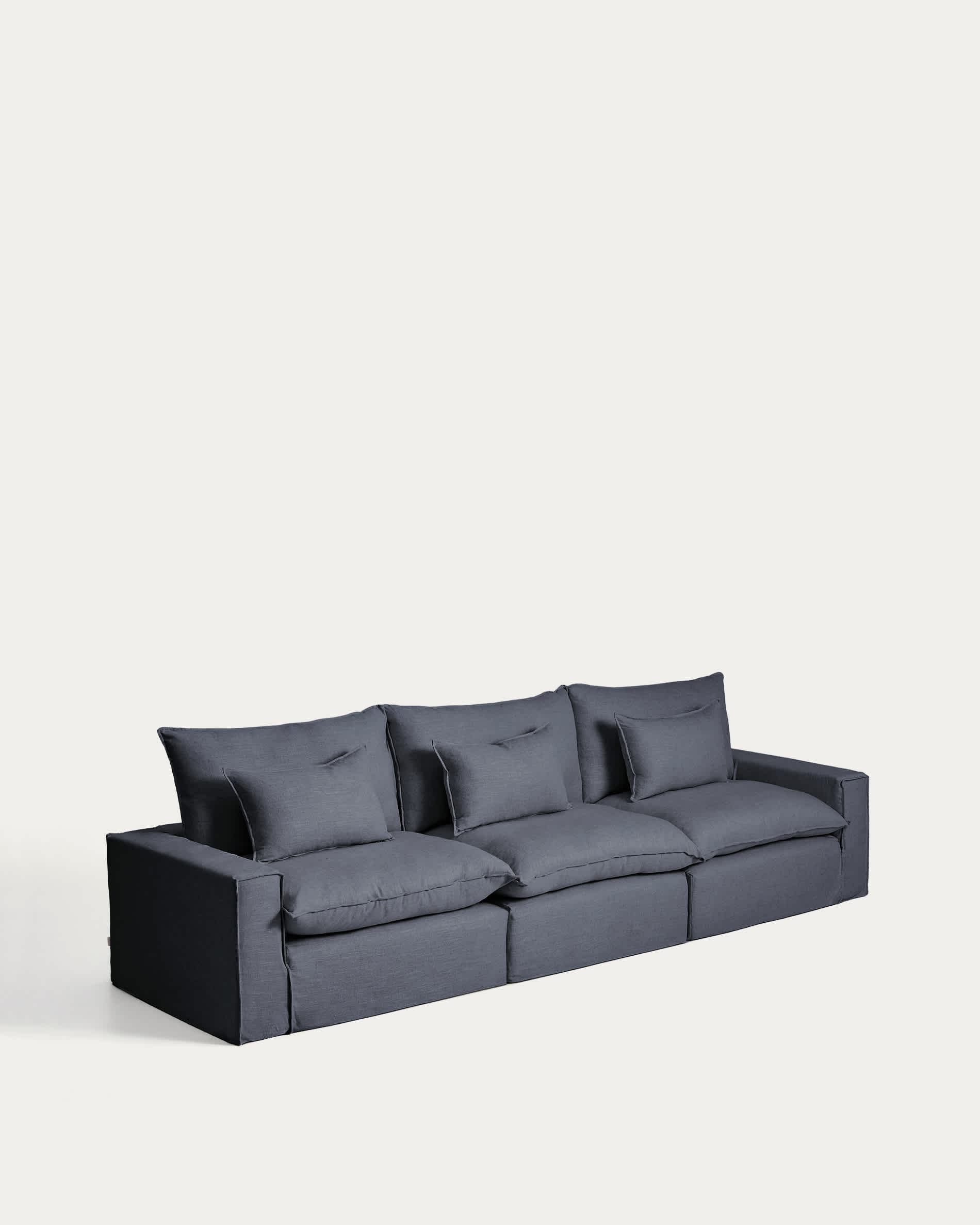 Anarela dark grey linen and viscose 5-seater modular sofa with removable cover 370cm FSC Mix Credit