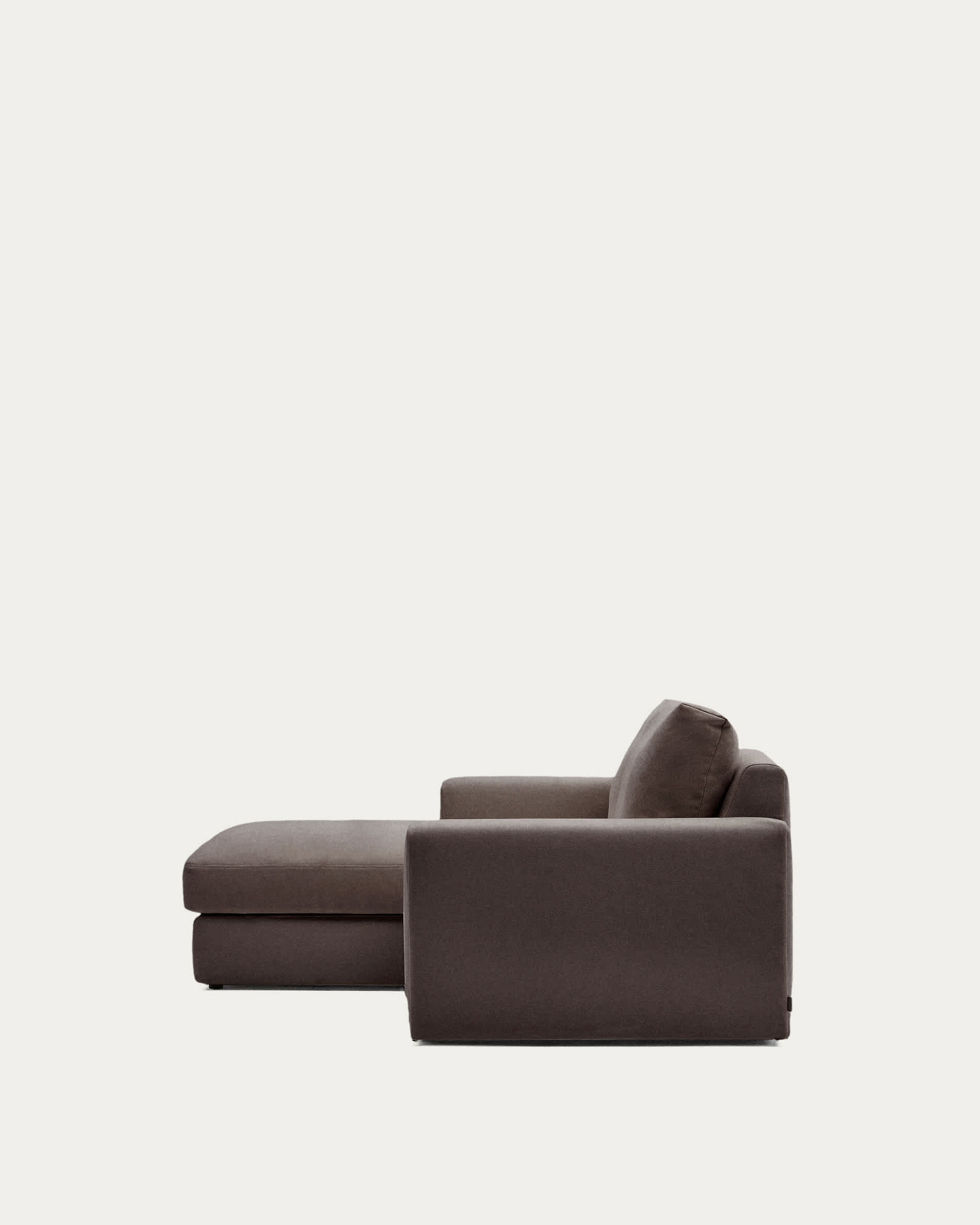 Alea dark brown chenille 3-seater modular sofa with left chaise longue and removable cover 220cm