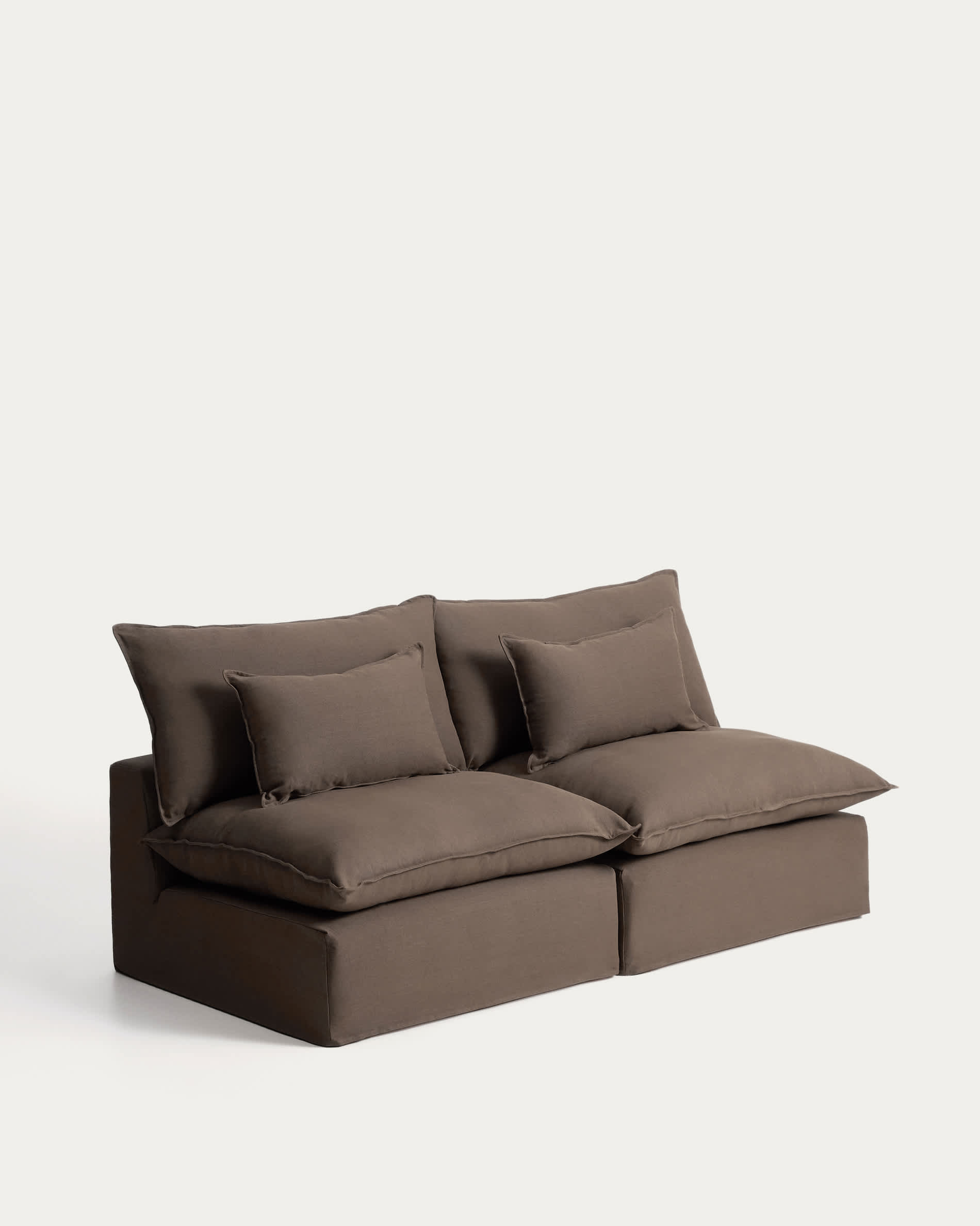 Anarela 100% taupe linen 3-seater modular sofa with removable cover 220cm FSC Mix Credit