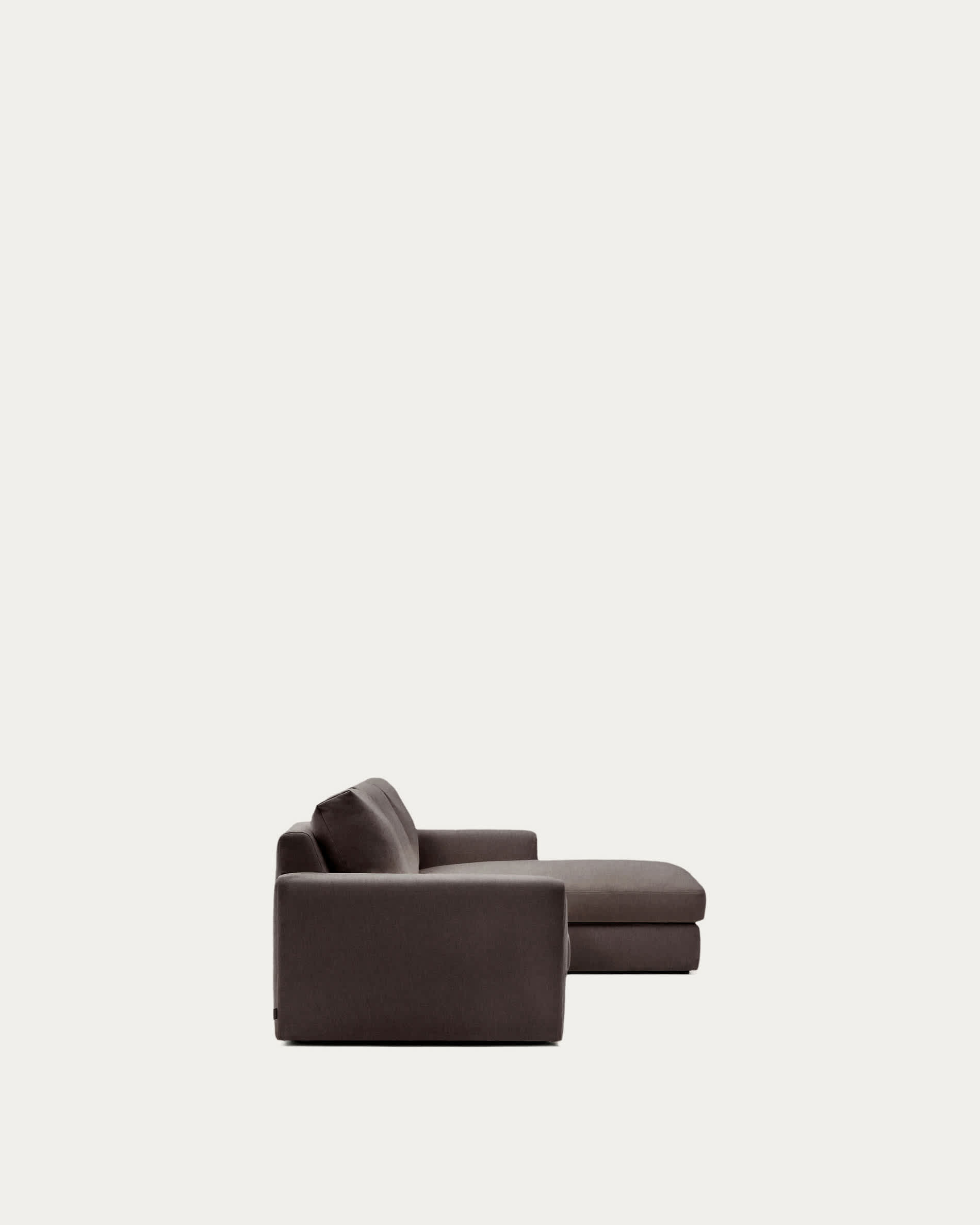Alea dark brown chenille 4-seater modular sofa with right chaise longue and removable cover 310cm