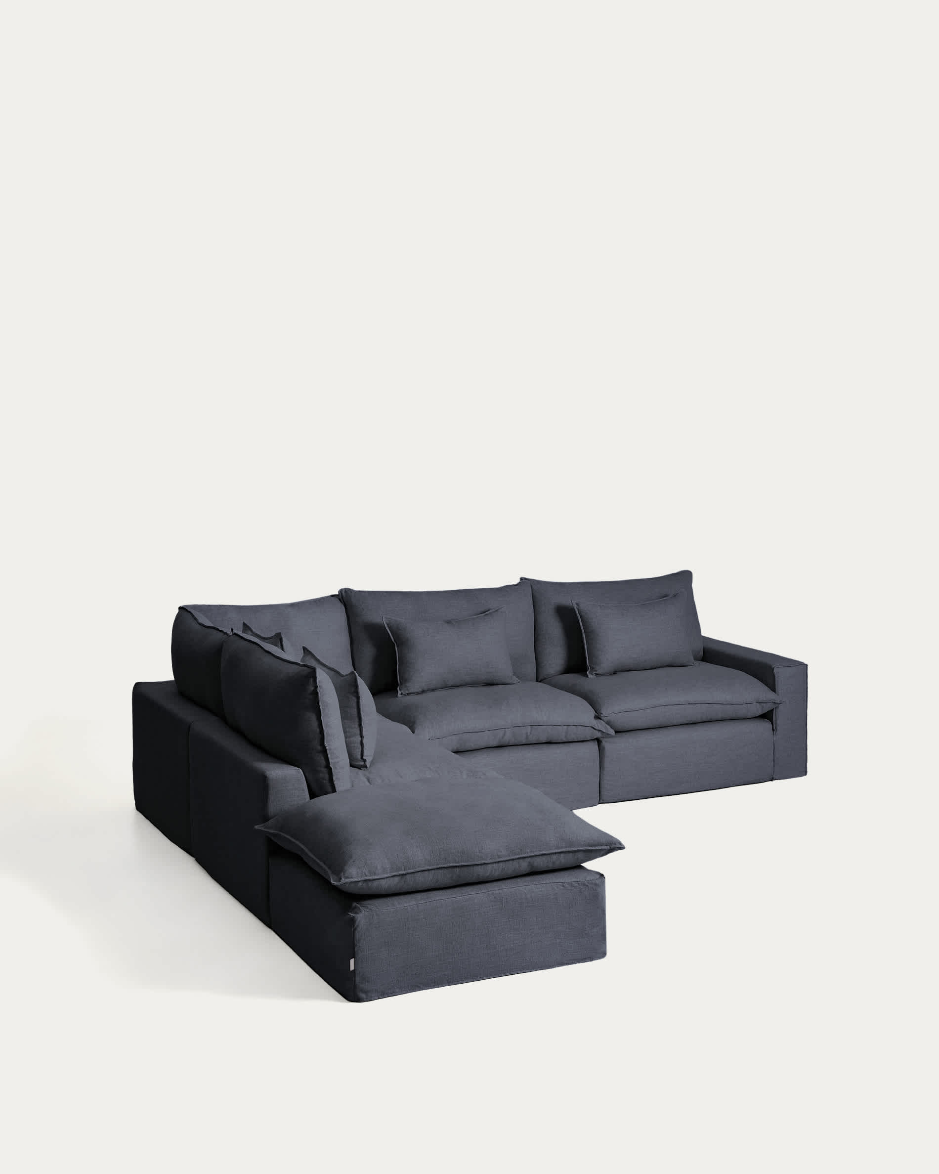 Anarela dark grey linen and viscose 6-seater modular corner sofa with removable cover 307 x 347 cm FSC Mix Credit