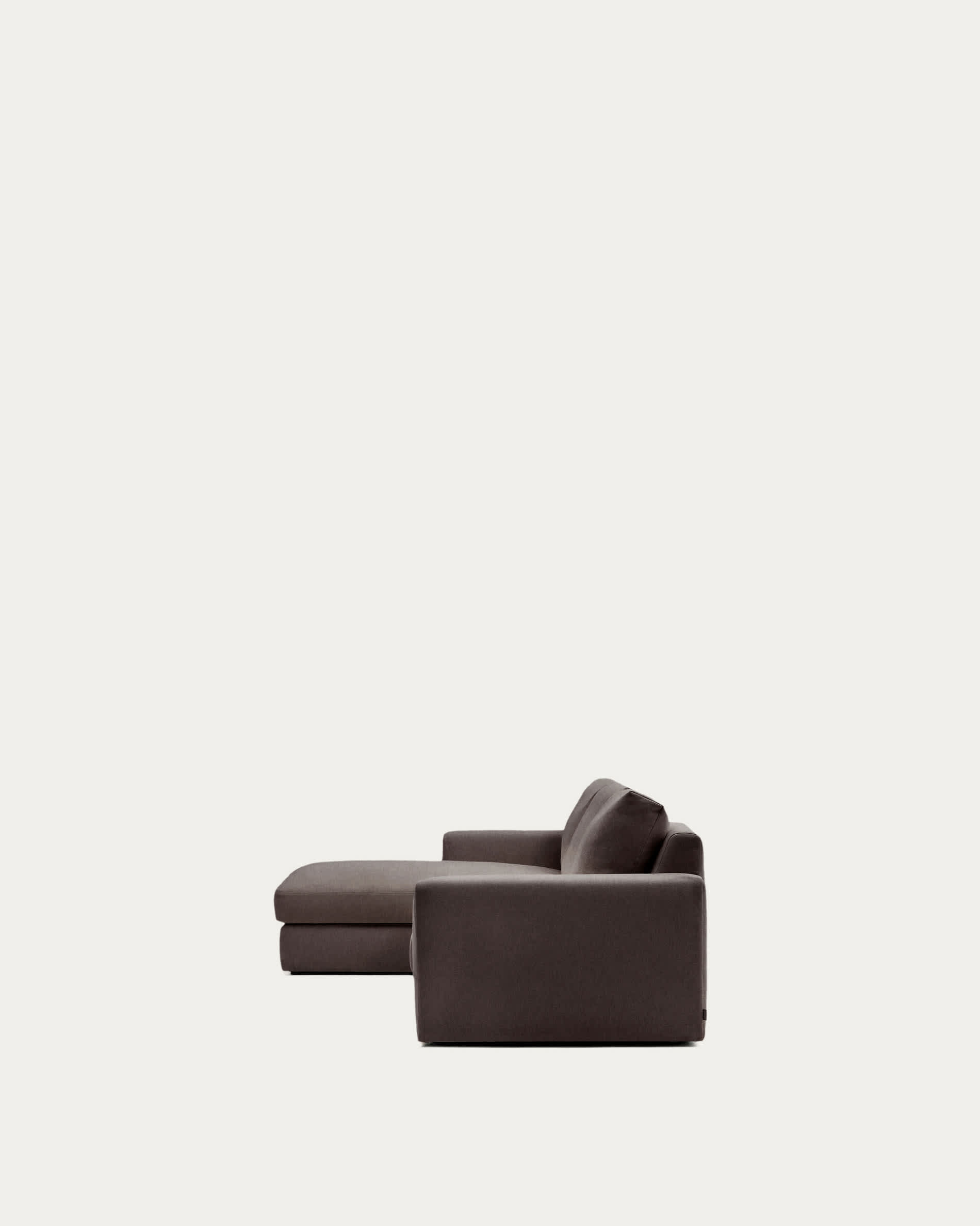 Alea dark brown chenille 4-seater modular sofa with left chaise longue and removable cover 310cm