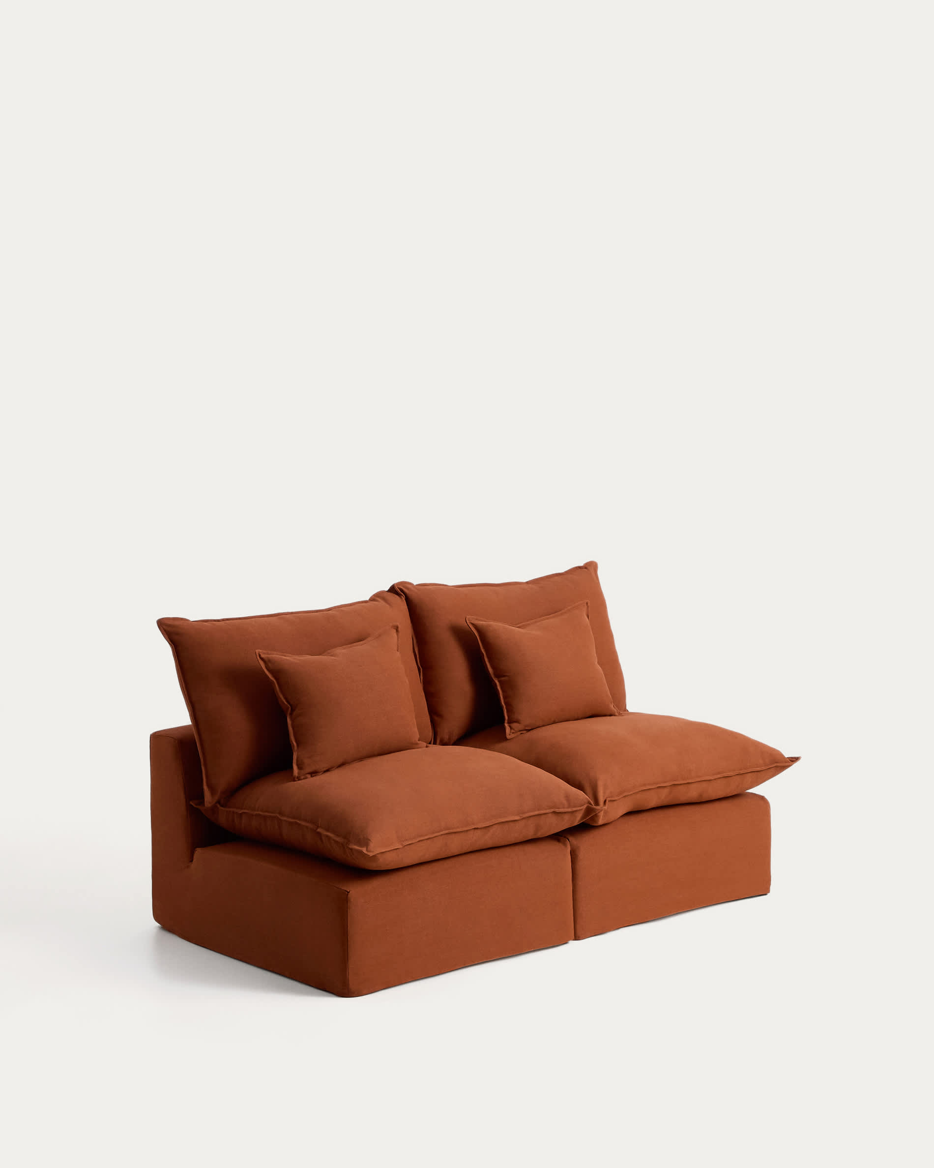 Anarela 100% terracotta linen 2-seater modular sofa with removable cover 180cm FSC Mix Credit