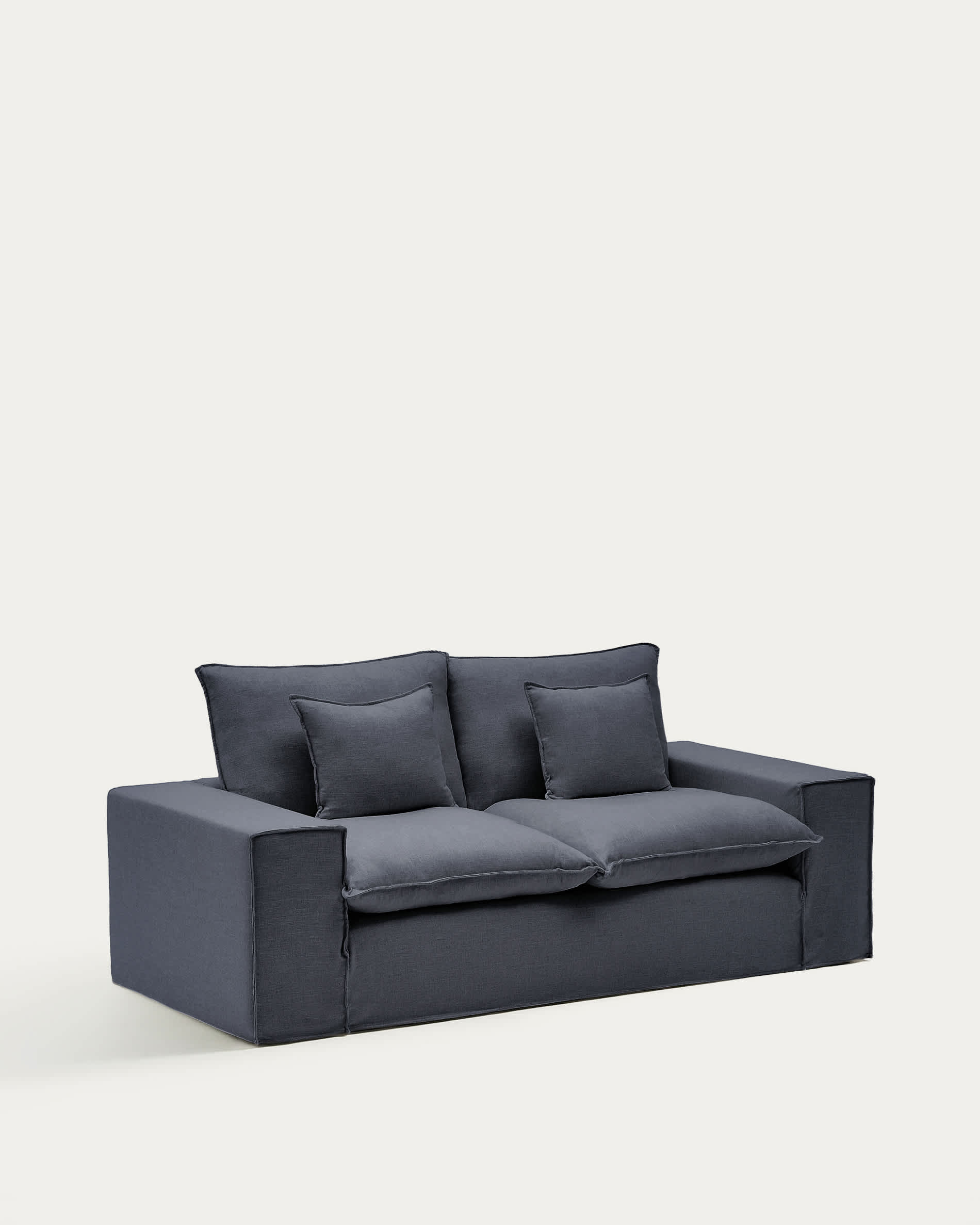 Anarela dark grey linen and viscose 2-seater sofa with removable cover 240 cm FSC Mix Credit