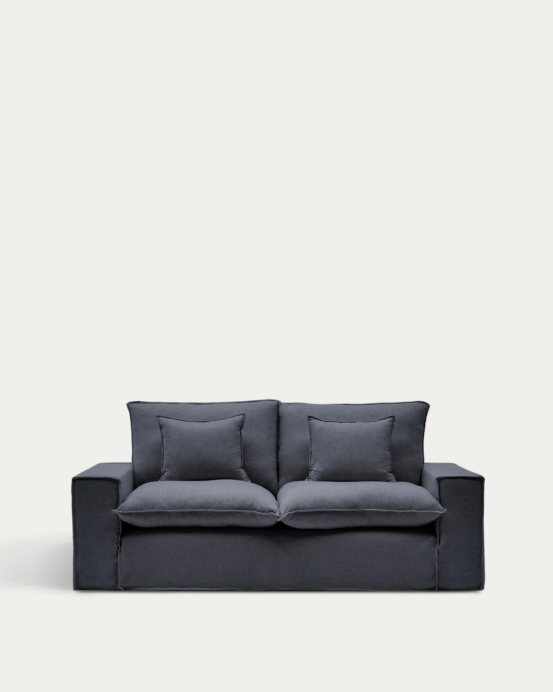 Anarela dark grey linen and viscose 2-seater sofa with removable cover 220 cm FSC Mix Credit