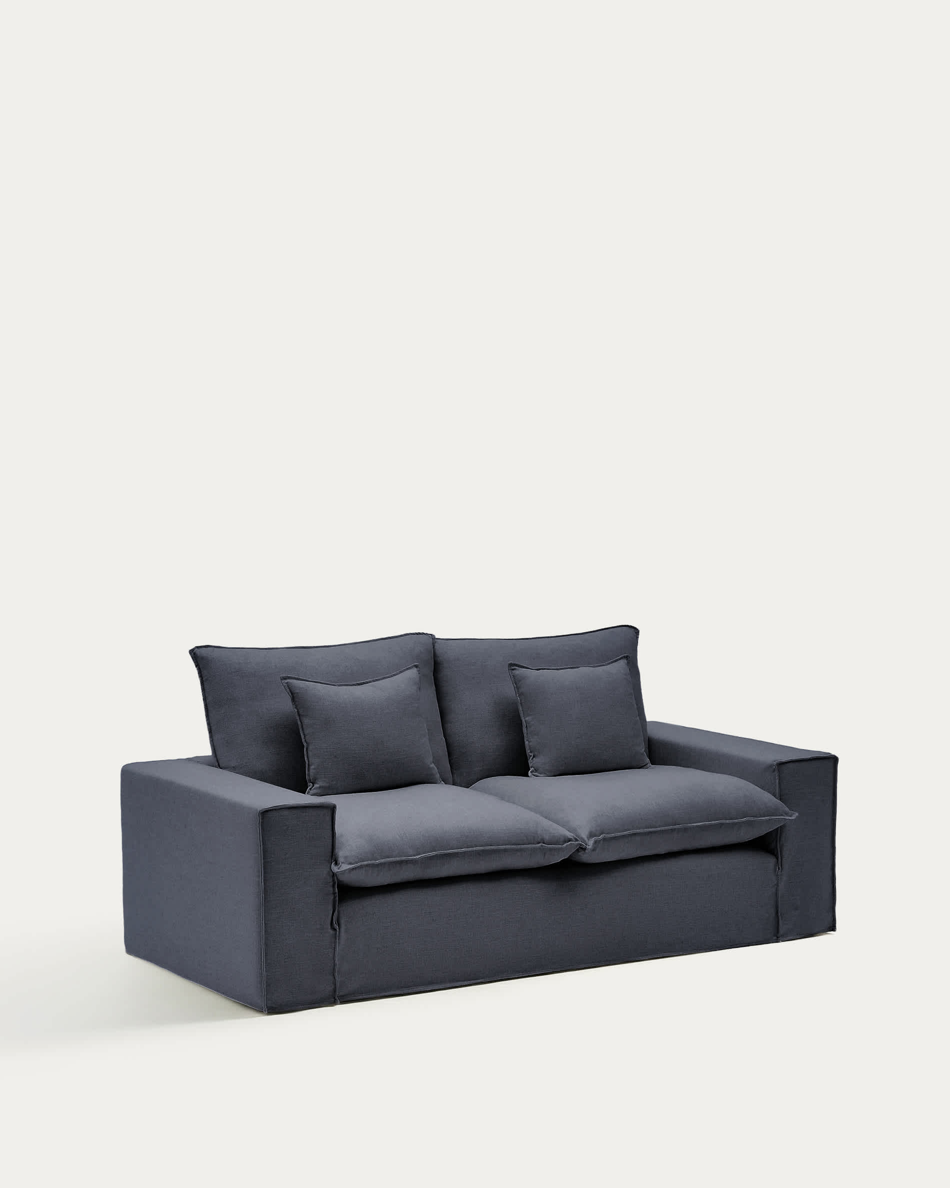 Anarela dark grey linen and viscose 2-seater sofa with removable cover 220 cm FSC Mix Credit
