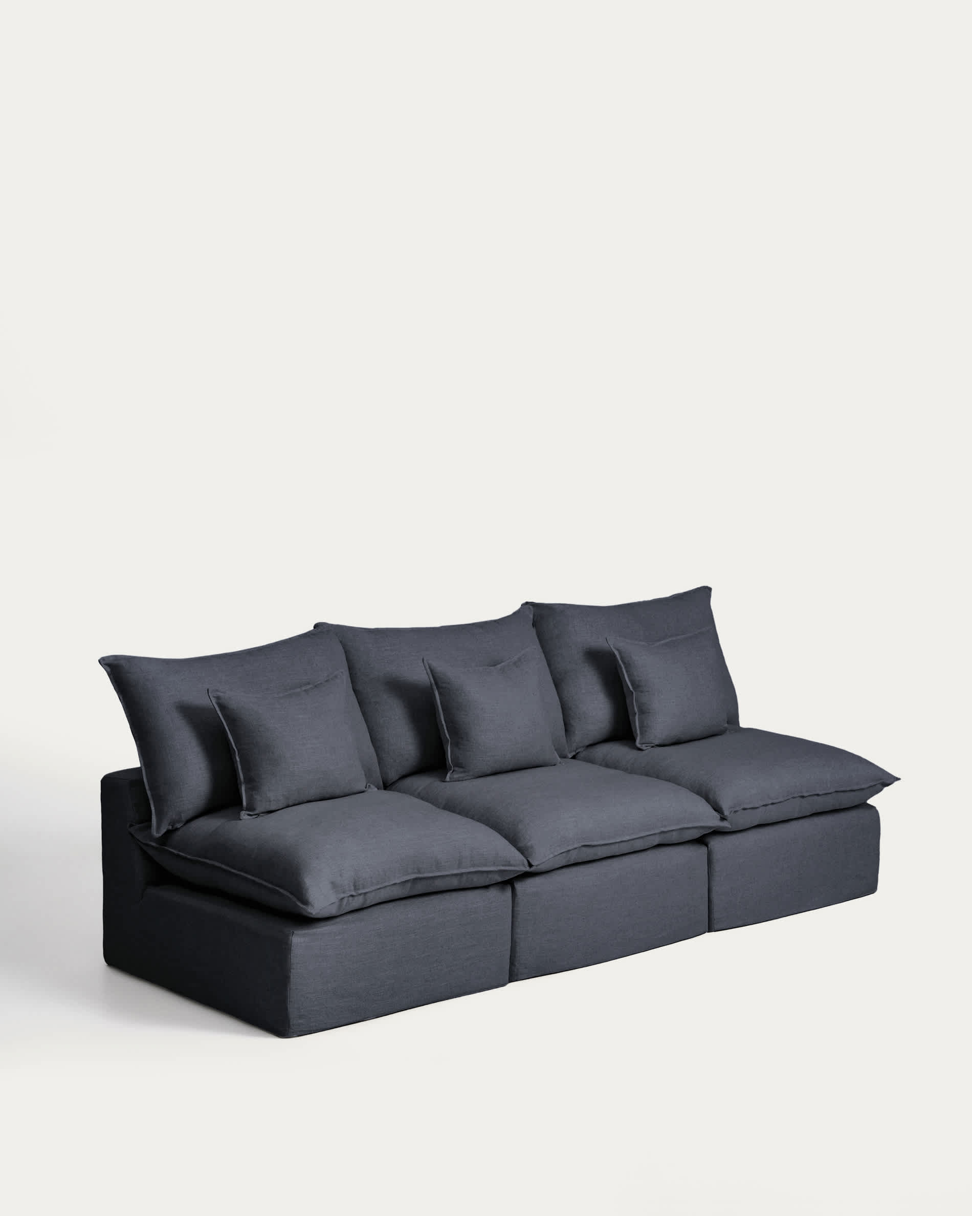 Anarela dark grey linen and viscose 3-seater modular sofa with removable cover 270cm FSC Mix Credit