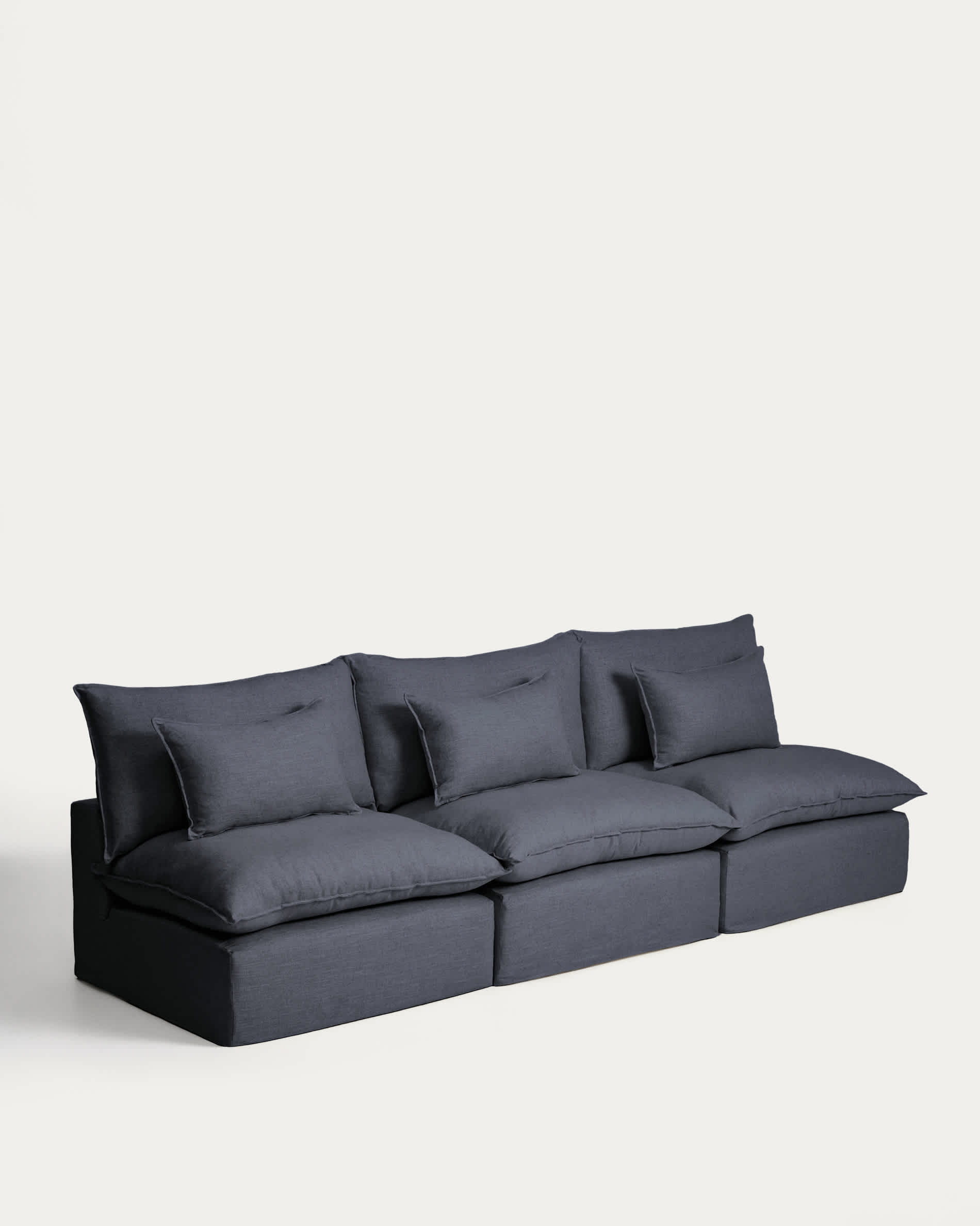 Anarela dark grey linen and viscose 5-seater modular sofa with removable cover 330cm FSC Mix Credit