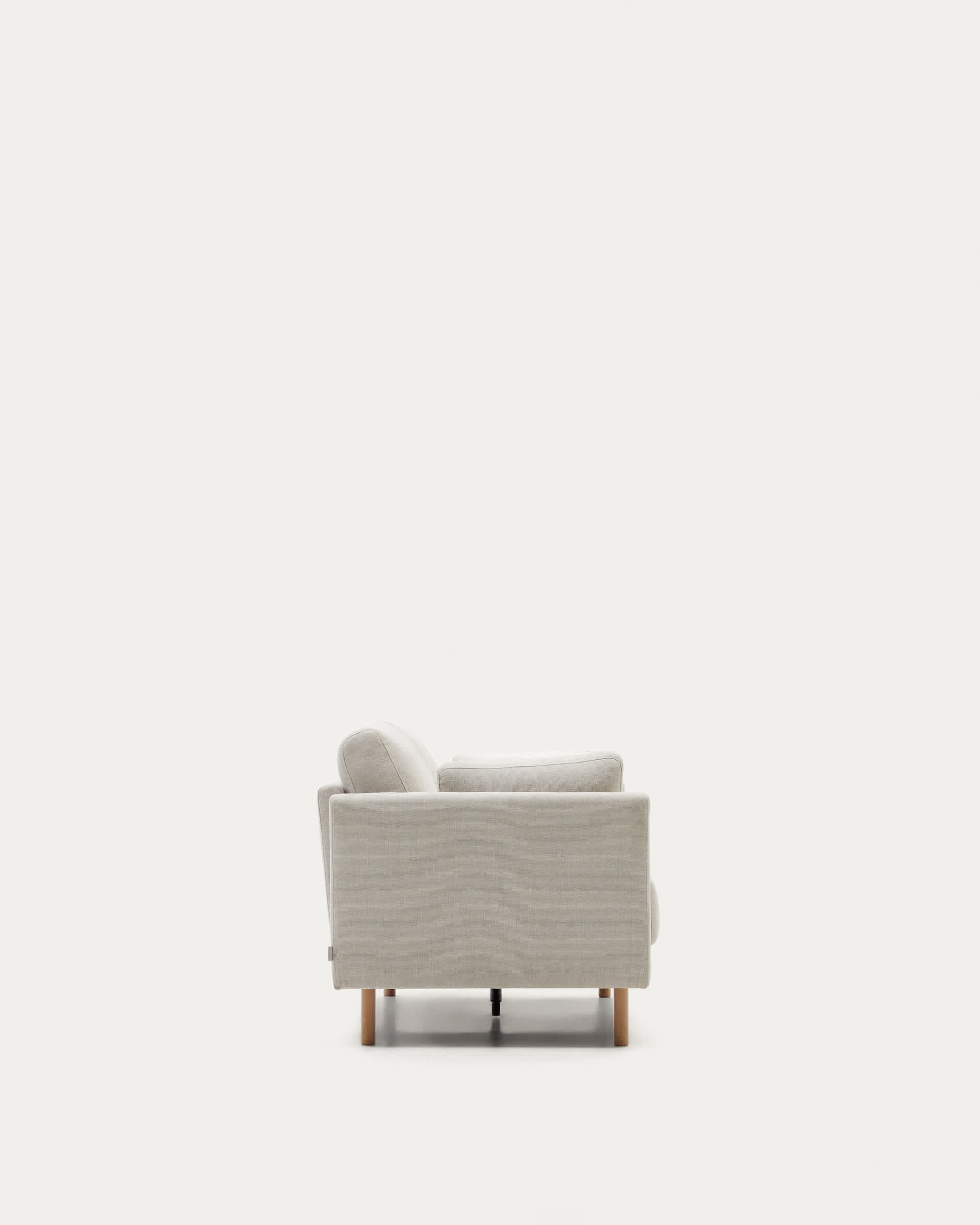 Gilma 2 seater sofa in chenille pearl with natural wood finish legs, 170 cm