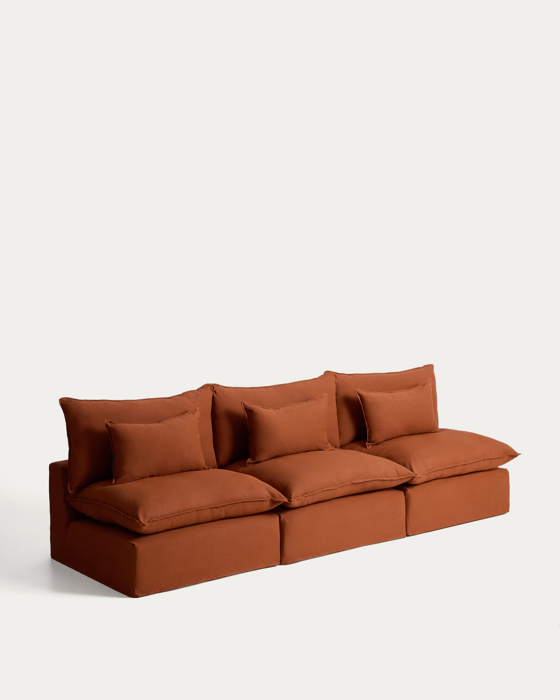 Anarela 100% terracotta linen 5-seater modular sofa with removable cover 330cm FSC Mix Credit
