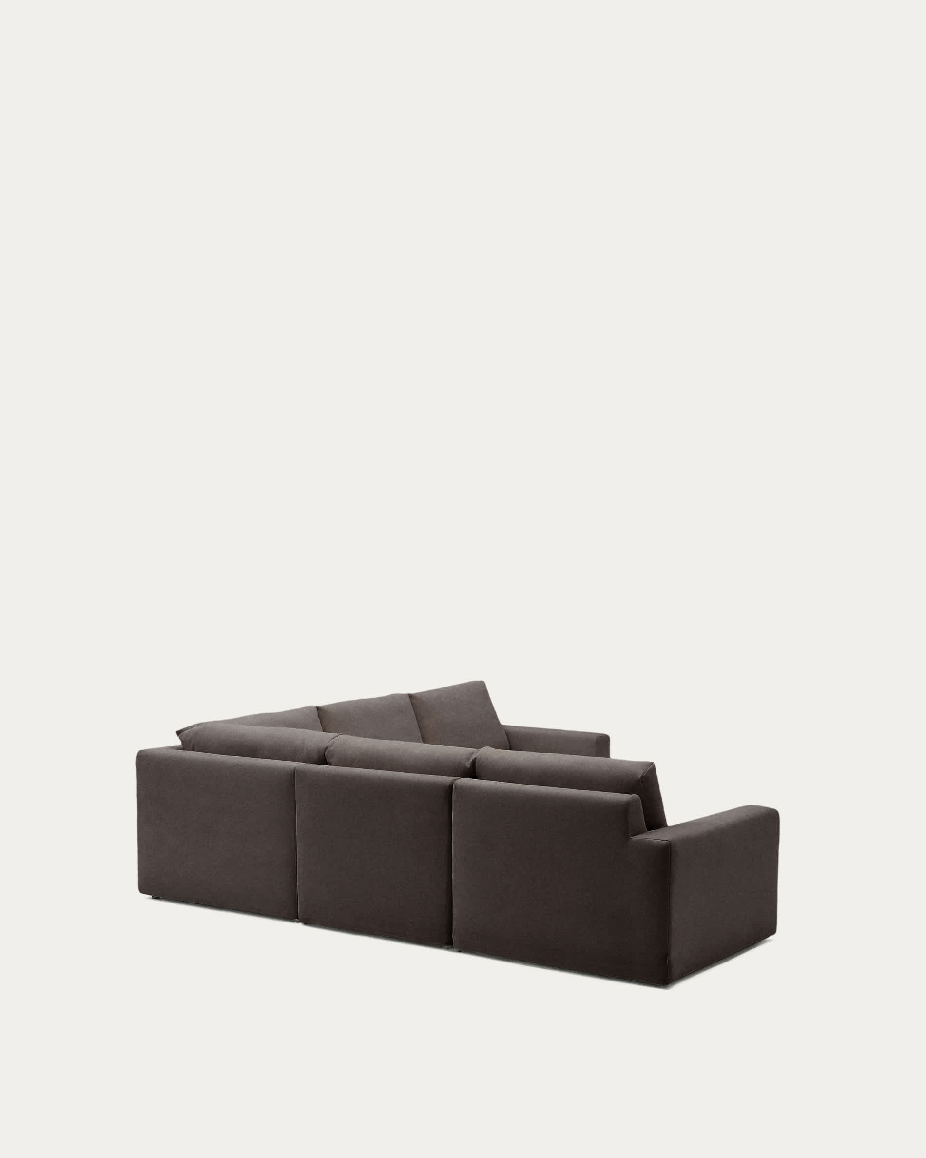 Alea 5-seater modular corner sofa with removable cover in dark brown chenille 310 x 310cm