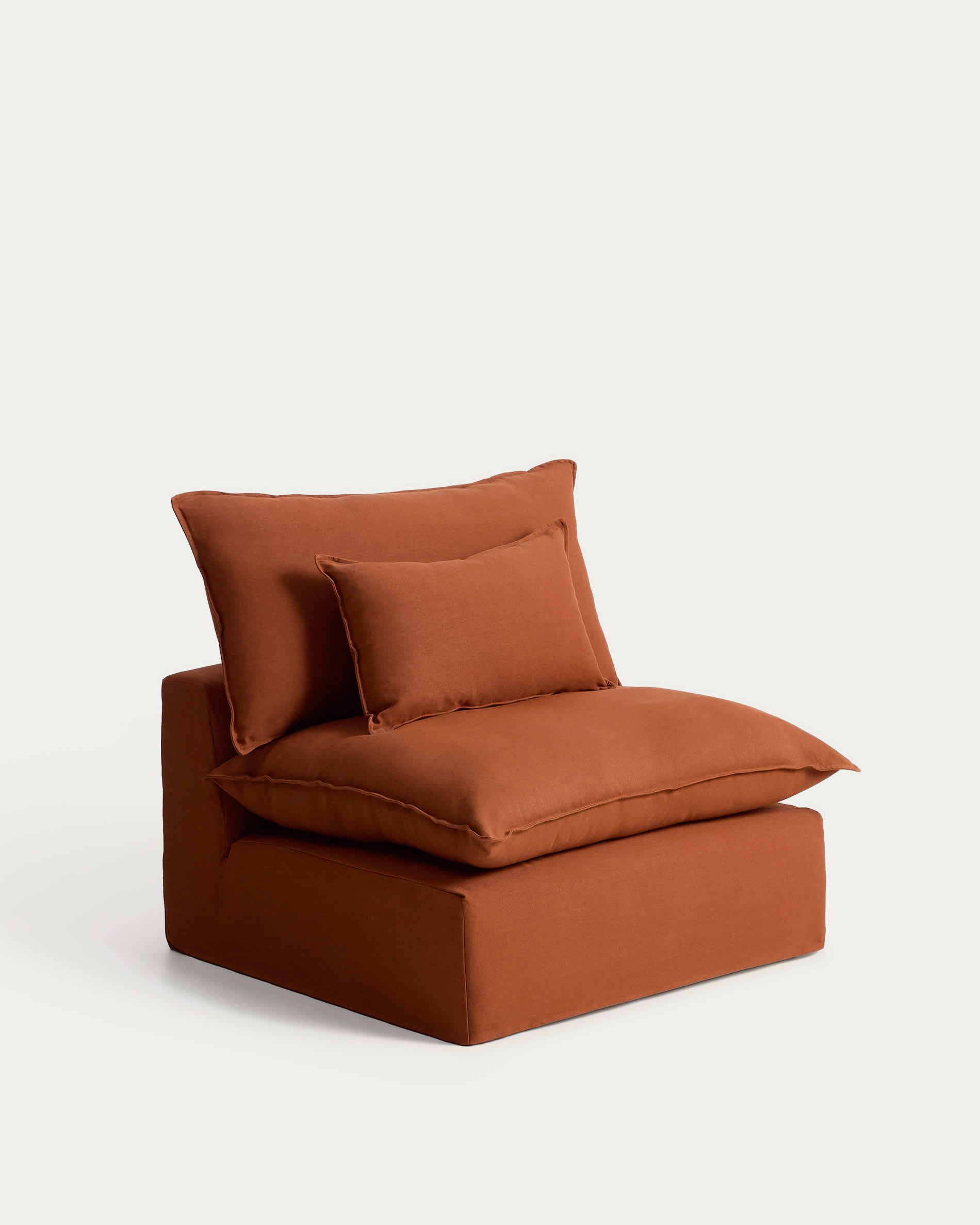Anarela 100% terracotta linen armchair with removable cover 110cm FSC Mix Credit