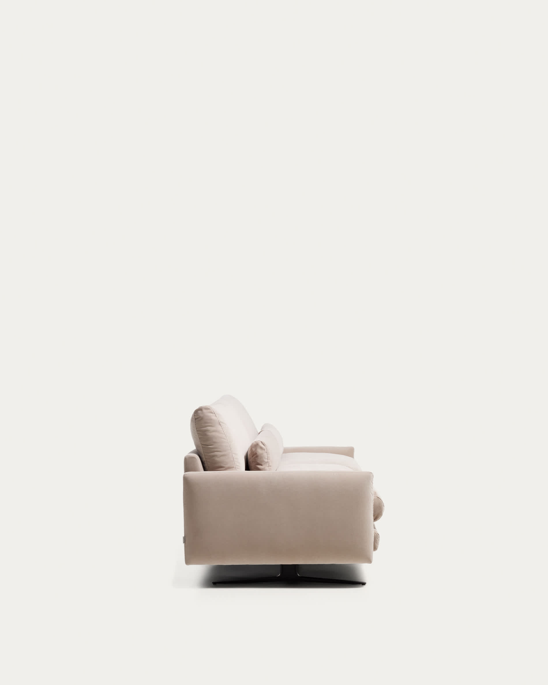 Veliro fire-retardant 2-seater sofa in pearl velvet with steel legs with black finish 210cm FSC Mix Credit
