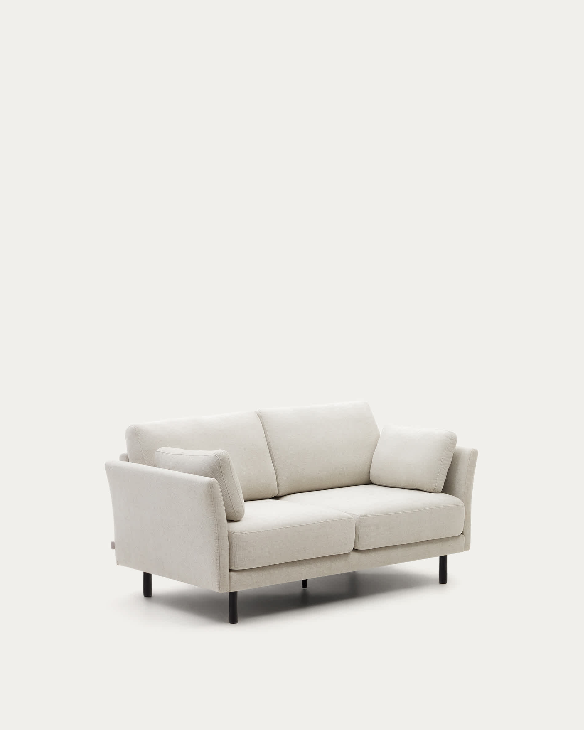 Gilma 2 seater sofa in chenille pearl with painted black finish legs, 170 cm