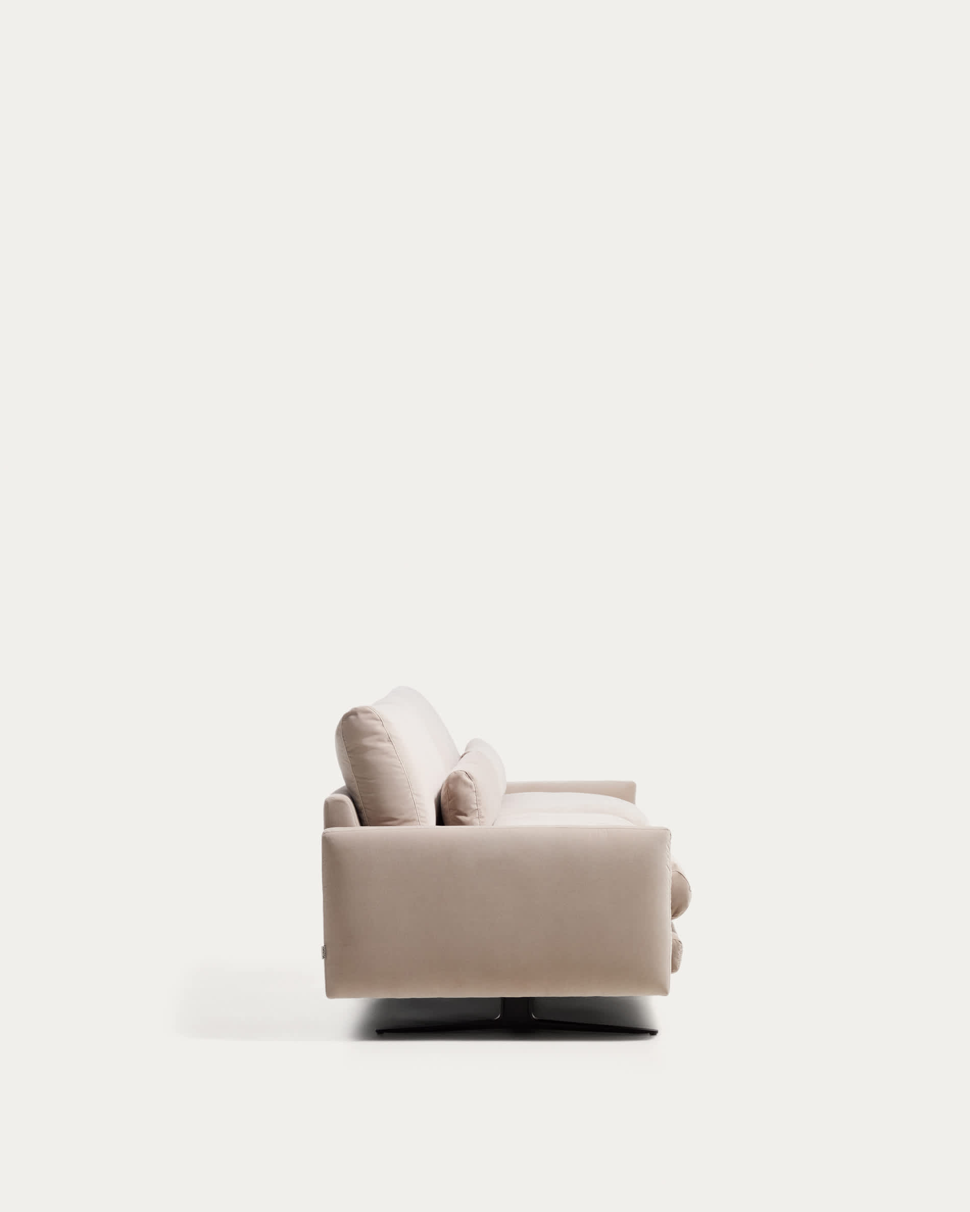 Veliro fire-retardant 3-seater sofa in pearl velvet with steel legs with black finish 240cm FSC Mix Credit