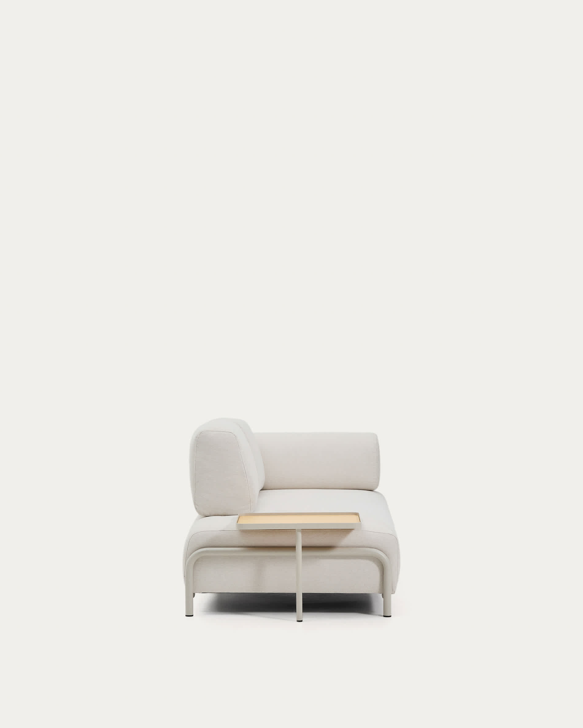 Compo 2-seater sofa in ecru chenille, large oak veneer tray table and beige metal frame 200 cm FSC Mix Credit