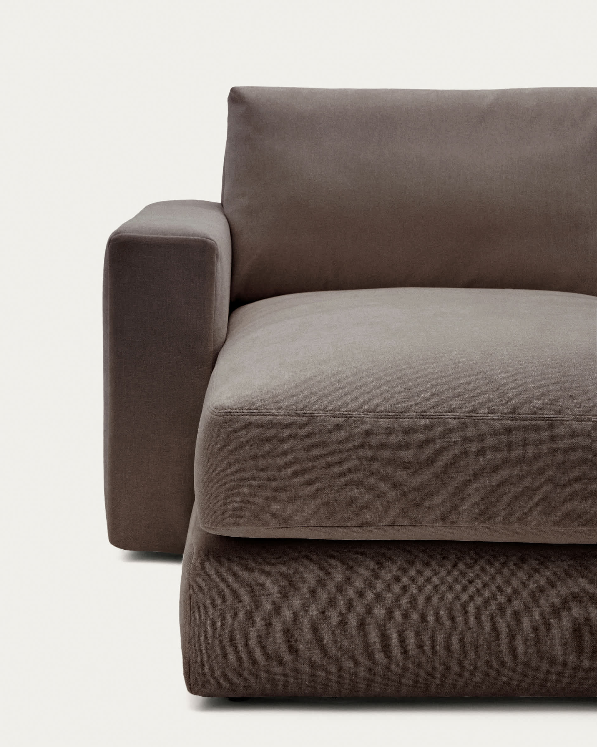 Alea dark brown chenille 3-seater modular sofa with left chaise longue and removable cover 220cm