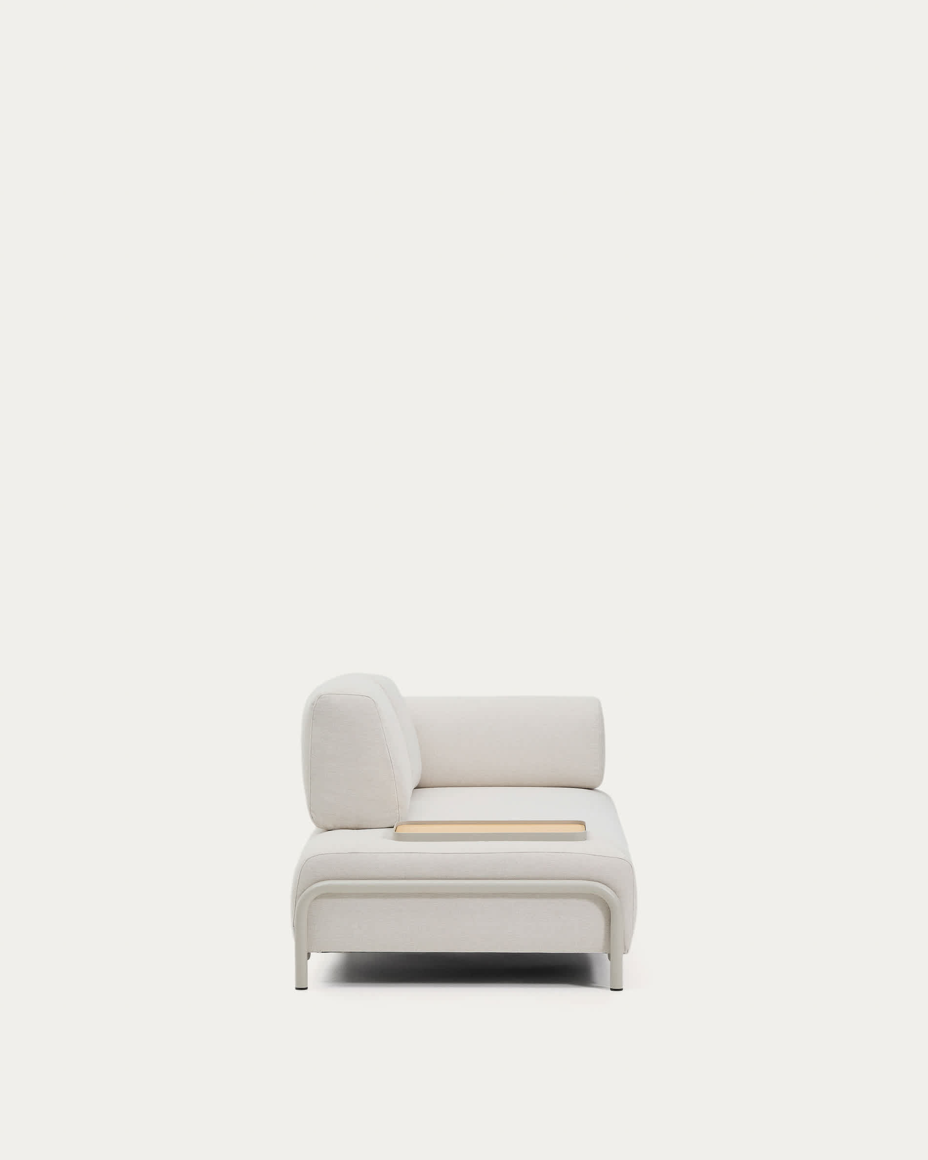 Compo 2-seater sofa in ecru chenille, small oak veneer tray table and beige metal frame 200 cm FSC Mix Credit