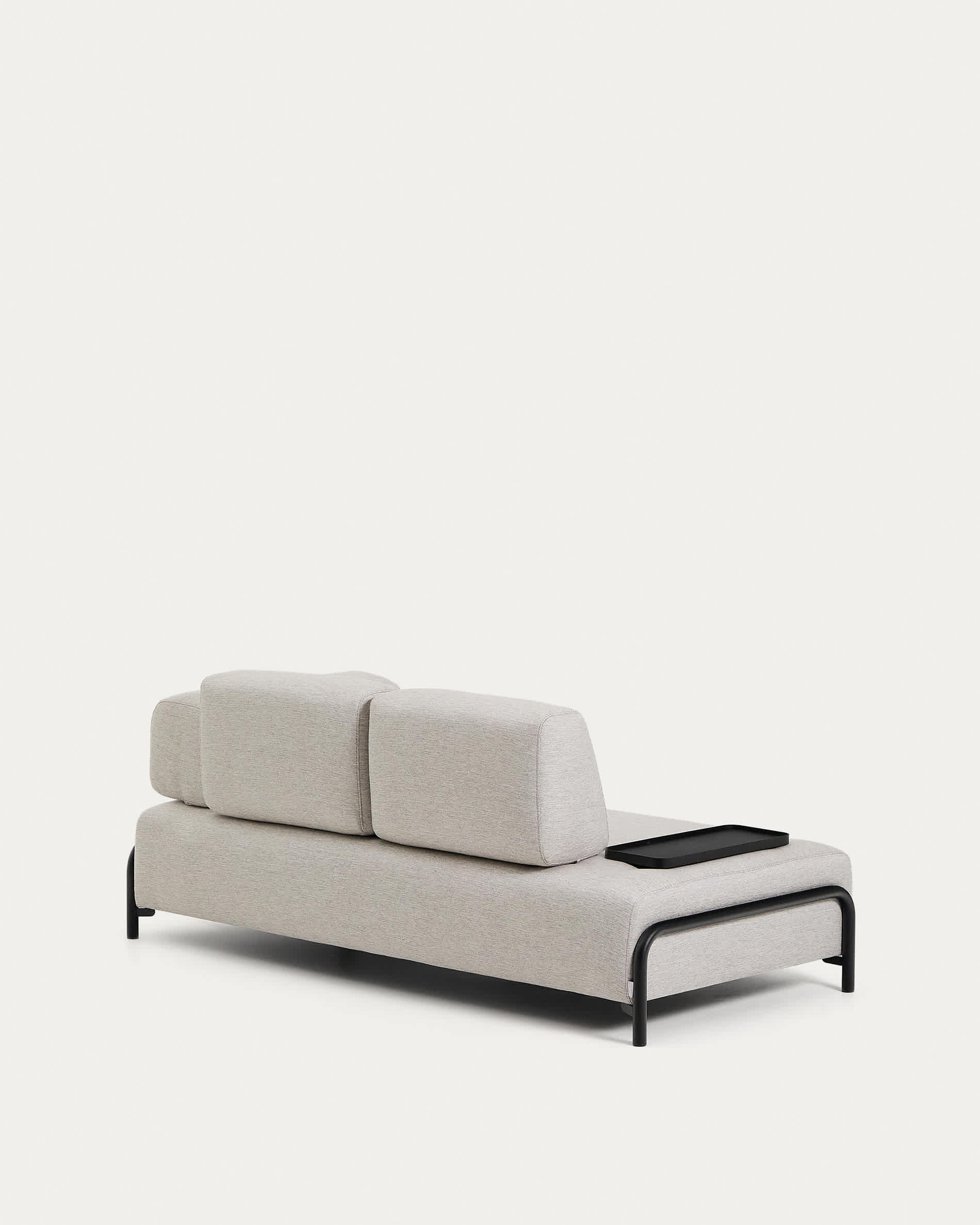 Compo 2-seater greige sofa with small tray table and black metal frame 200 cm FSC Mix Credit