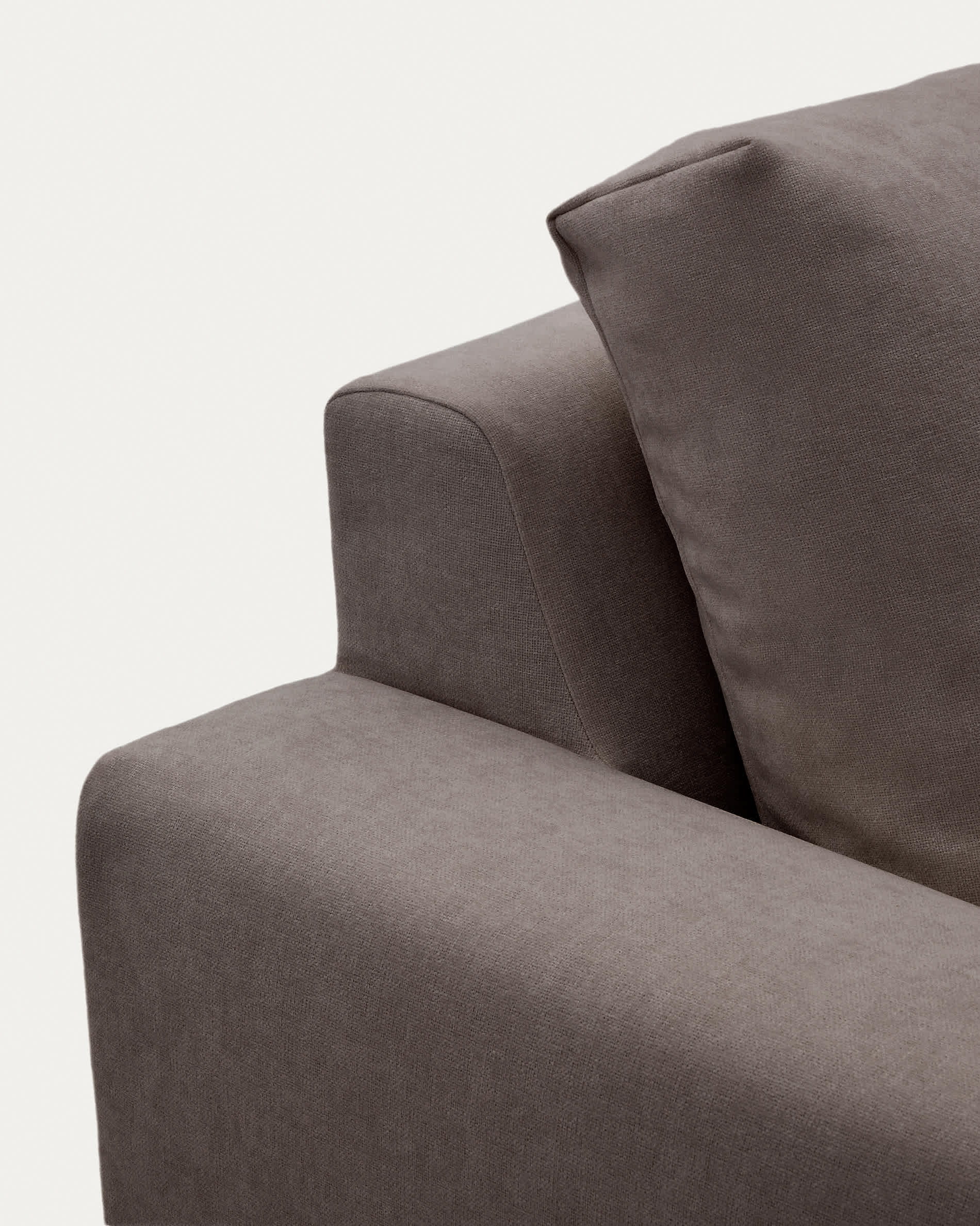 Alea dark brown chenille 4-seater modular sofa with right chaise longue and removable cover 310cm