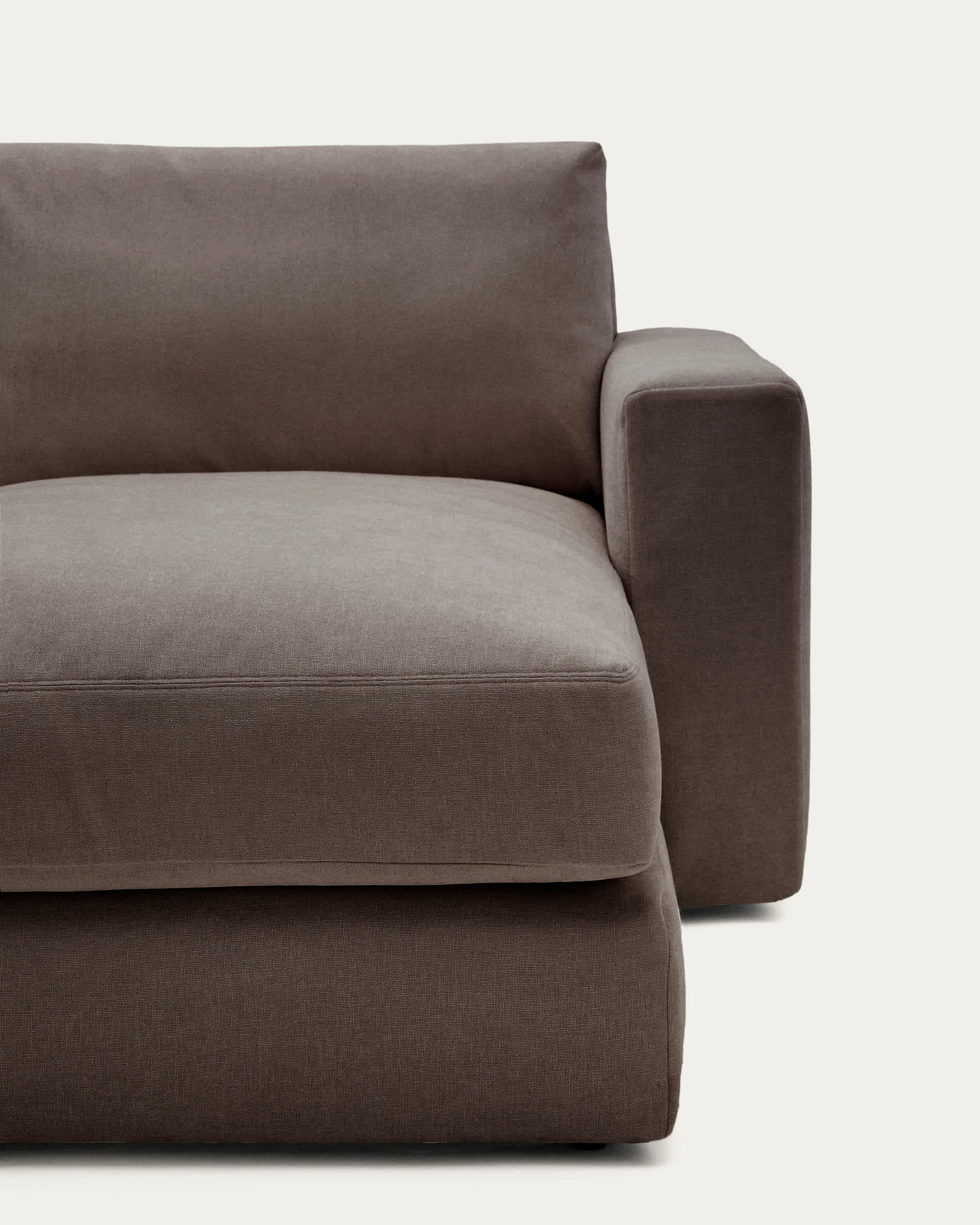 Alea dark brown chenille 4-seater modular sofa with right chaise longue and removable cover 310cm