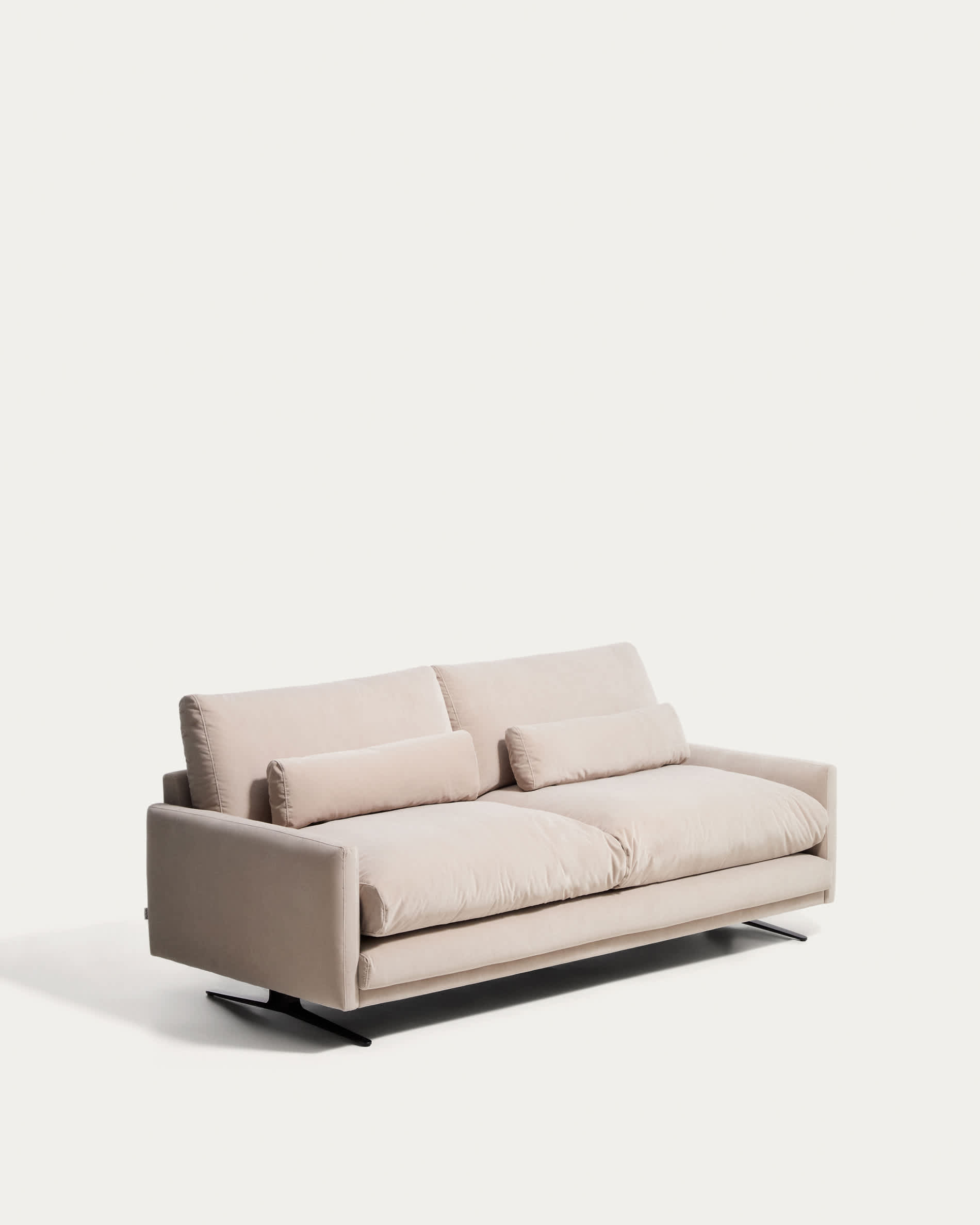 Veliro fire-retardant 2-seater sofa in pearl velvet with steel legs with black finish 210cm FSC Mix Credit