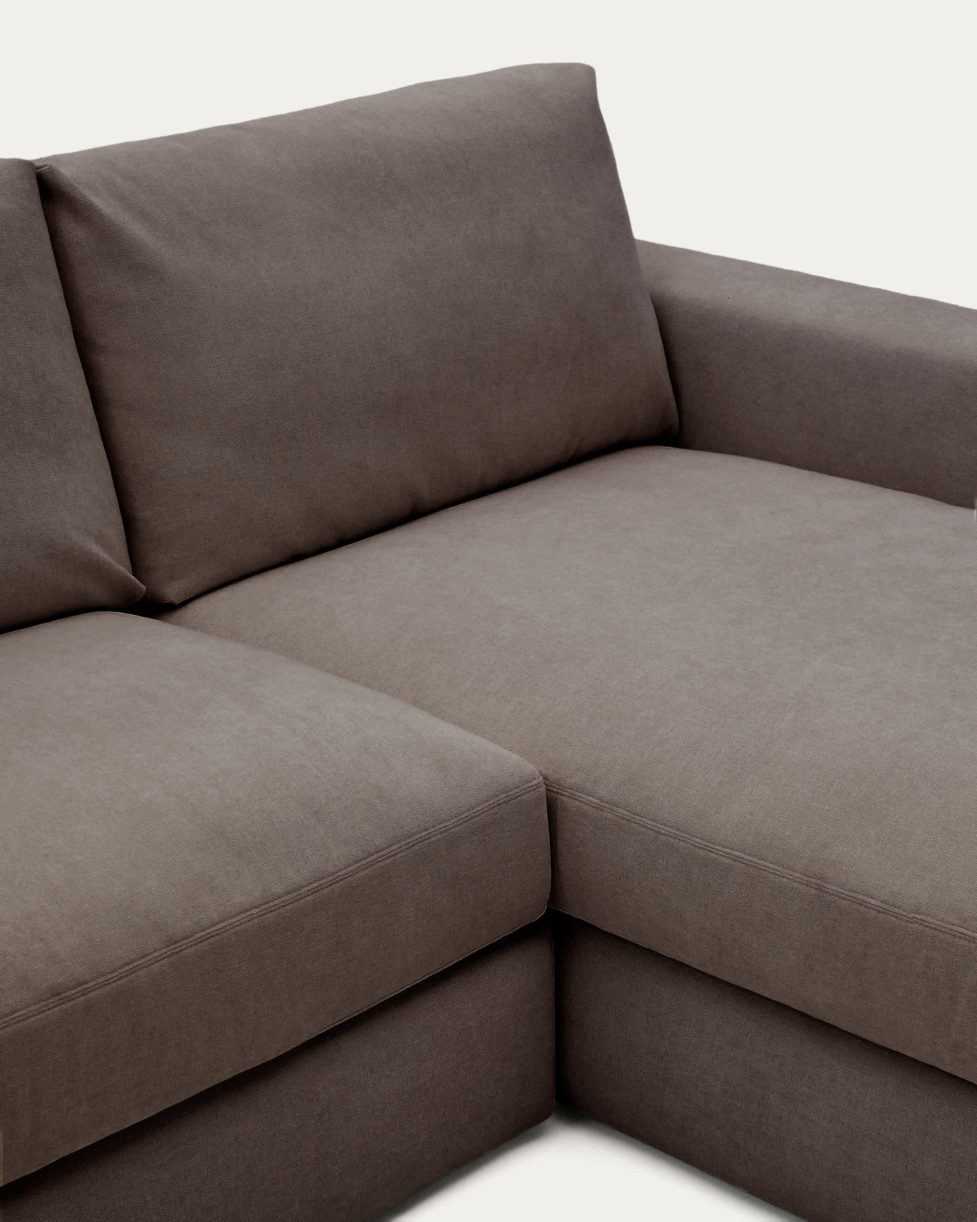 Alea dark brown chenille 4-seater modular sofa with right chaise longue and removable cover 310cm