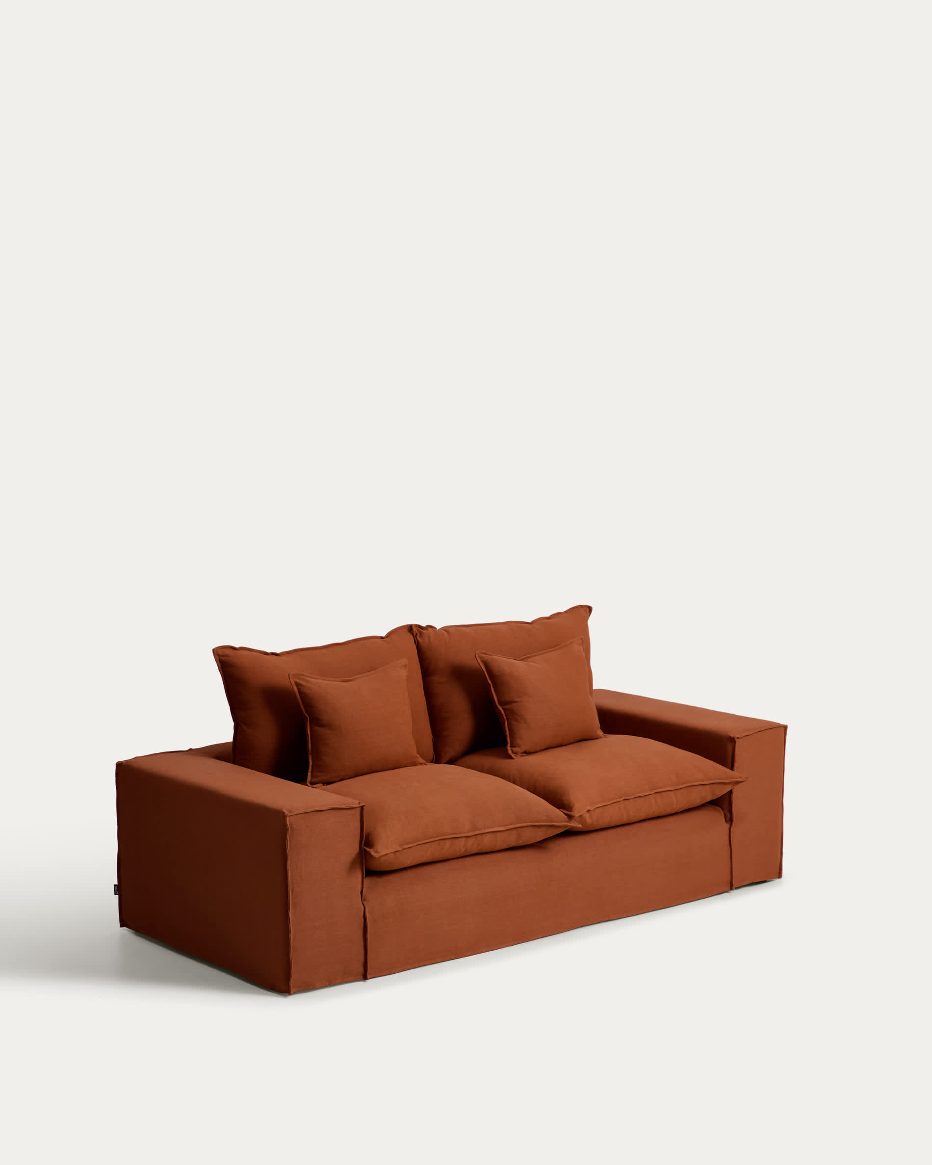 Anarela 100% terracotta linen 2-seater sofa with removable cover 240 cm FSC Mix Credit