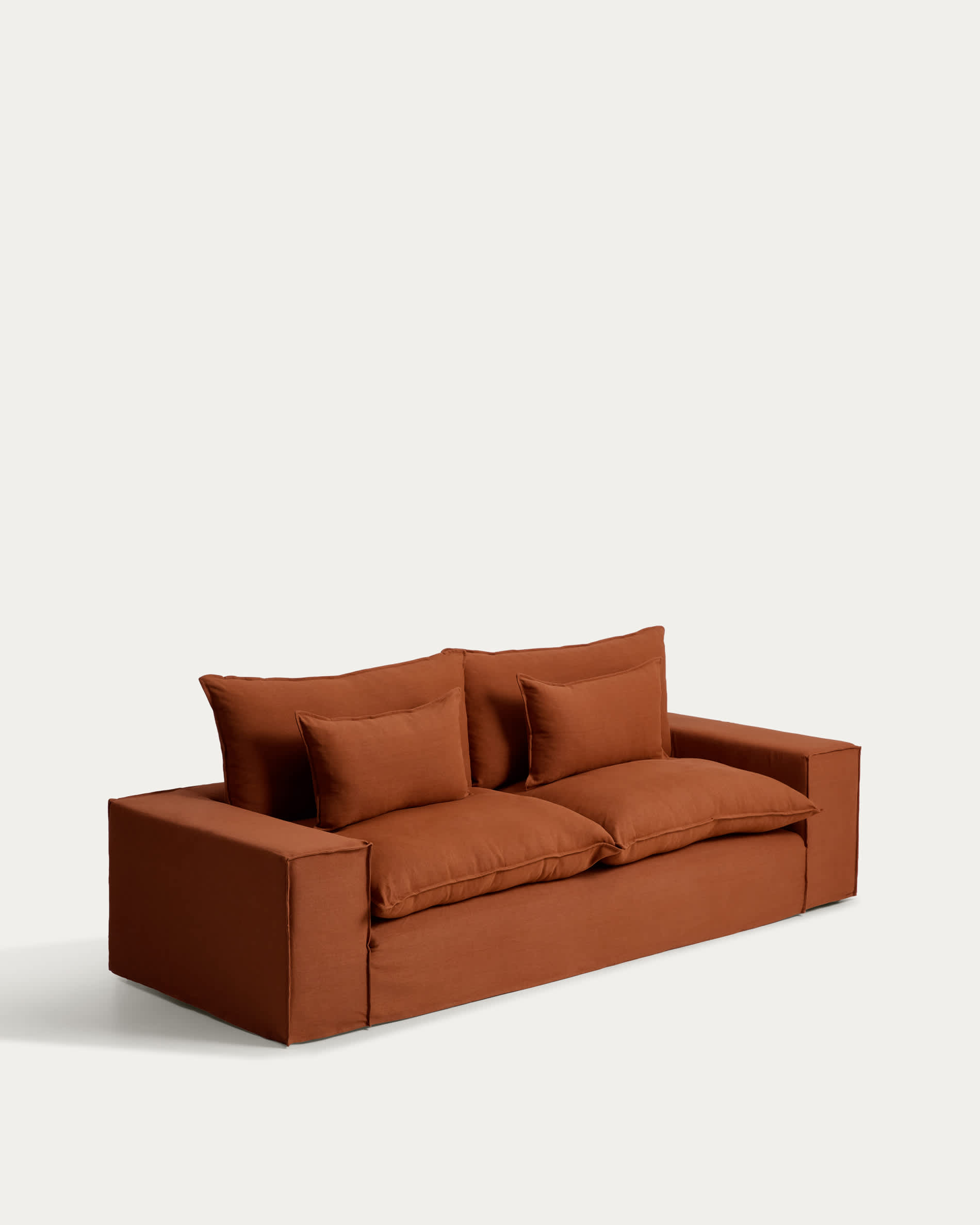Anarela 100% terracotta linen 3-seater sofa with removable cover 280 cm FSC Mix Credit