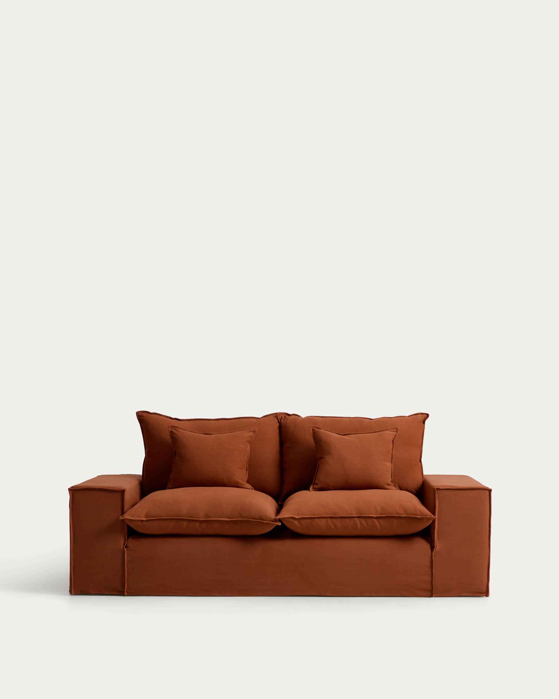 Anarela 100% terracotta linen 2-seater sofa with removable cover 240 cm FSC Mix Credit