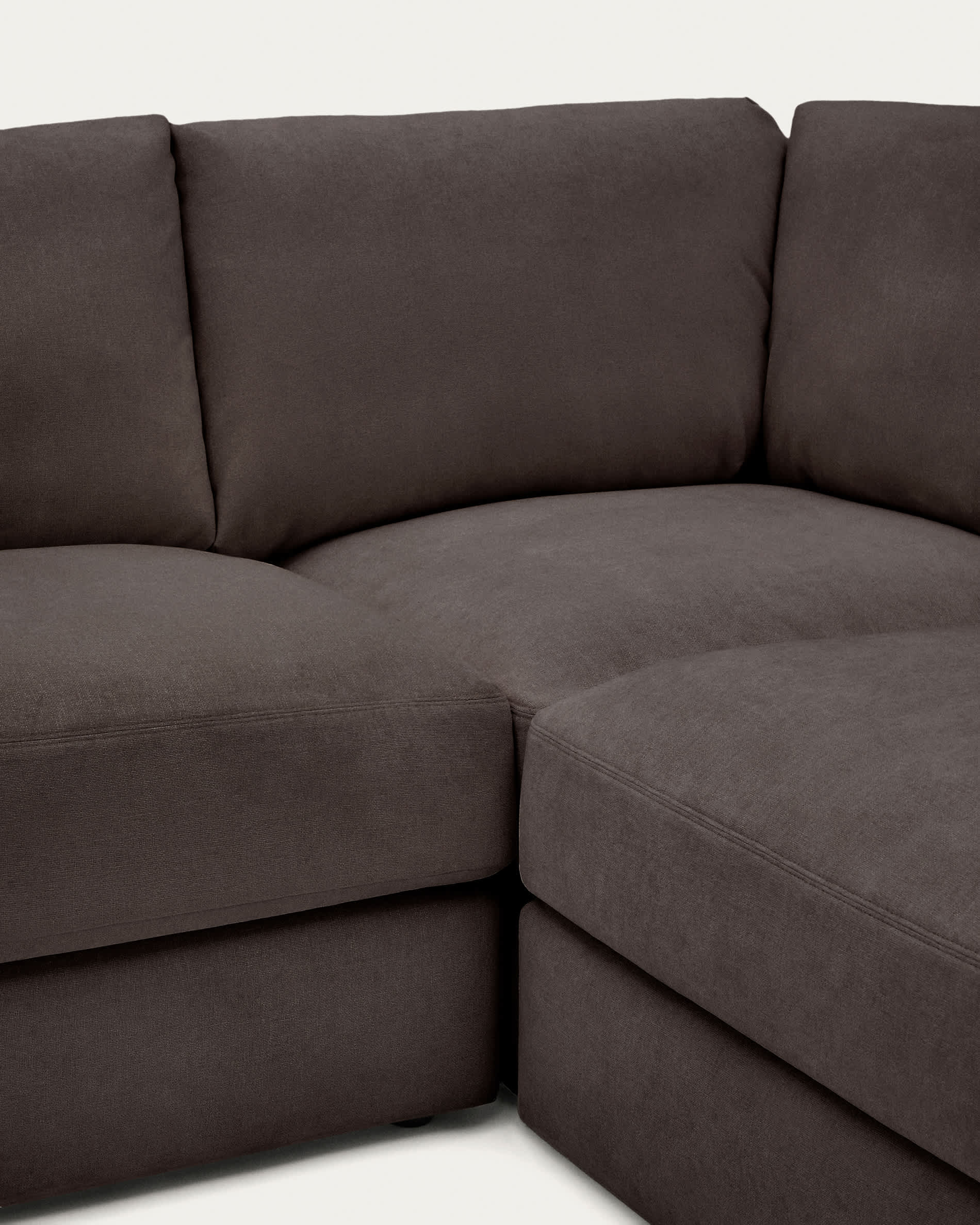 Alea 5-seater modular corner sofa with removable cover in dark brown chenille 310 x 310cm