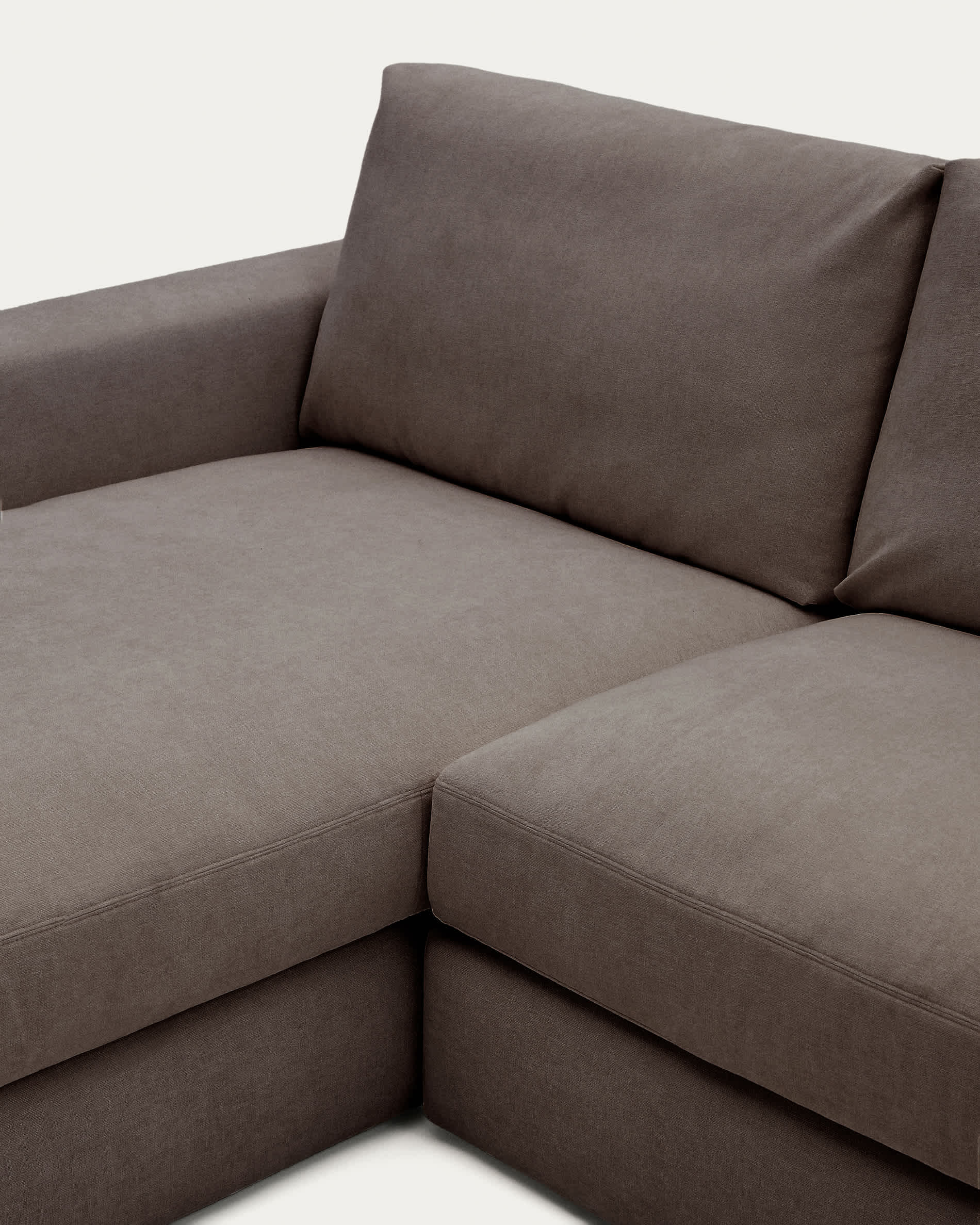 Alea dark brown chenille 3-seater modular sofa with left chaise longue and removable cover 220cm