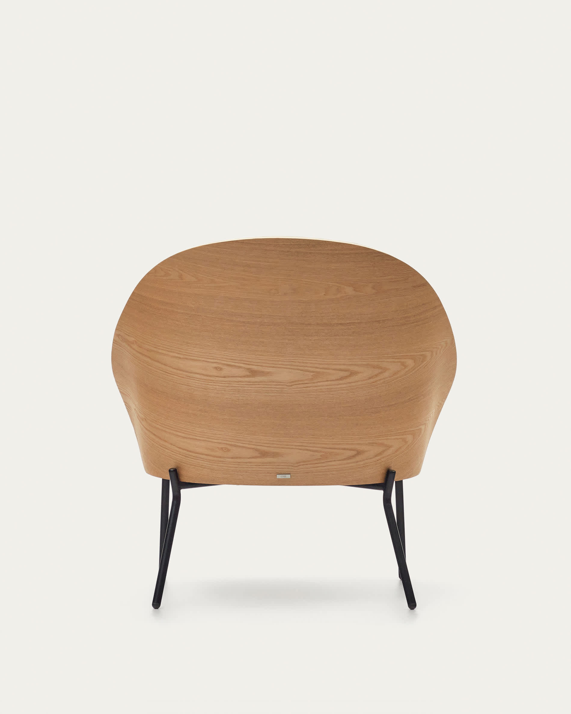 Eamy light grey armchair in an ash wood veneer with a natural finish and black metal
