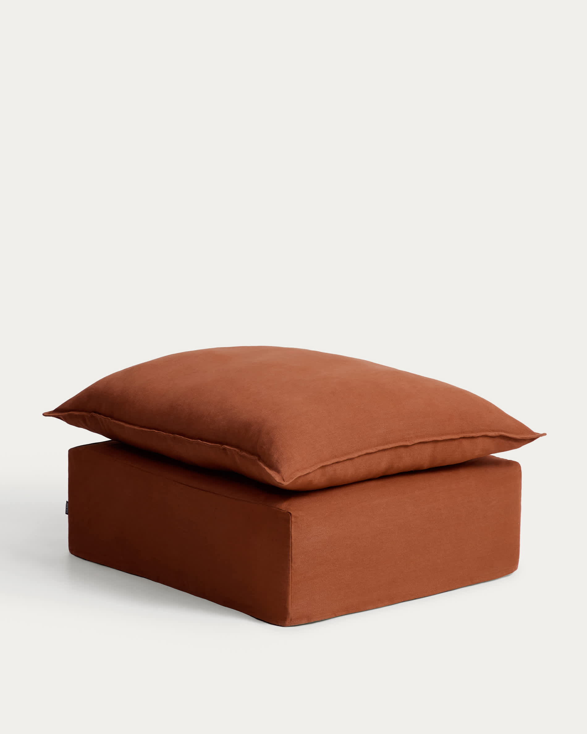 Anarela 100% terracotta linen end pouffe with removable cover 90 x 107cm FSC Mix Credit